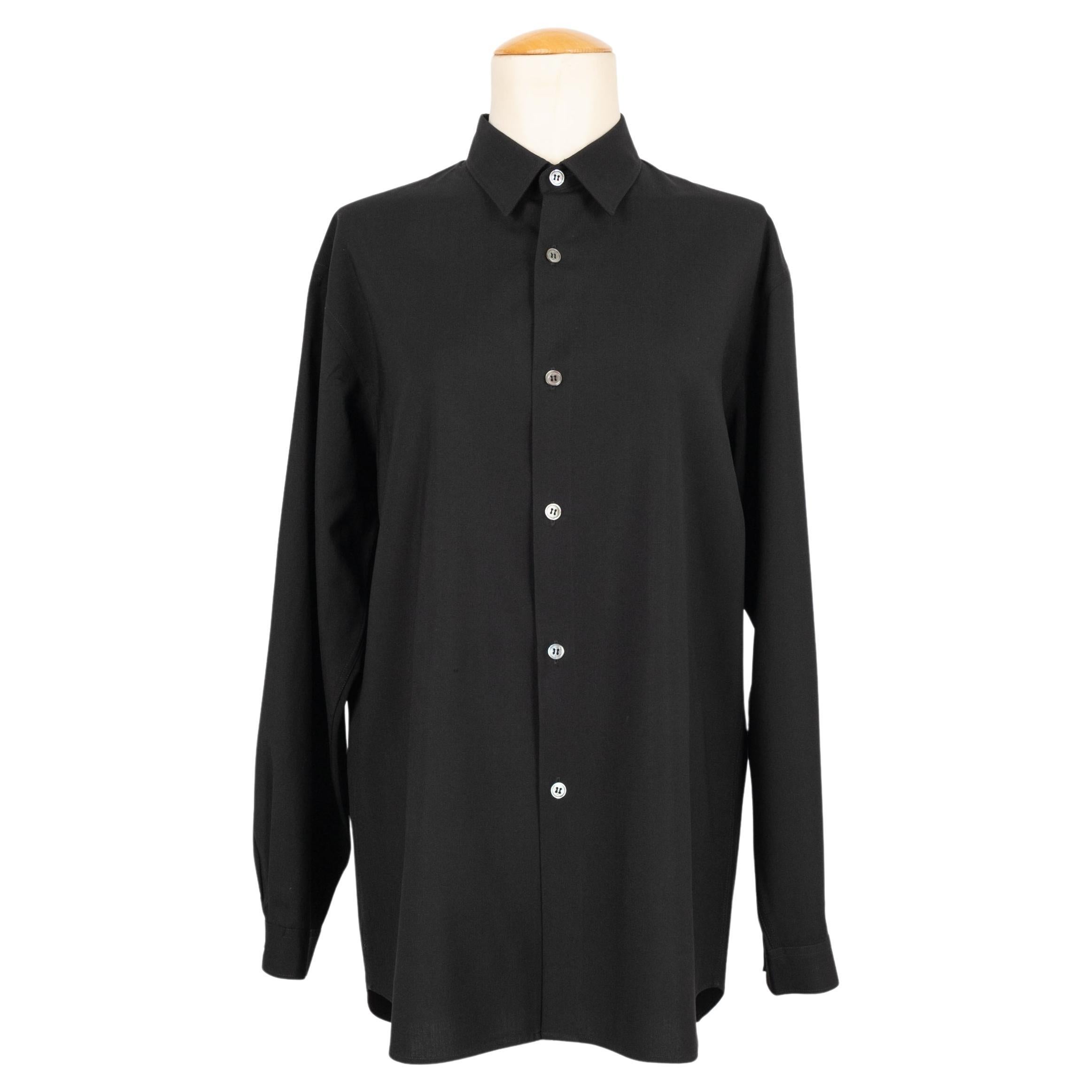 Yamamoto Schwarzes Hemd aus Wolle im Angebot
