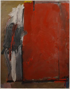 Antique Rare Japanese Abstract Expressionist Signed Large Framed Oil Painting