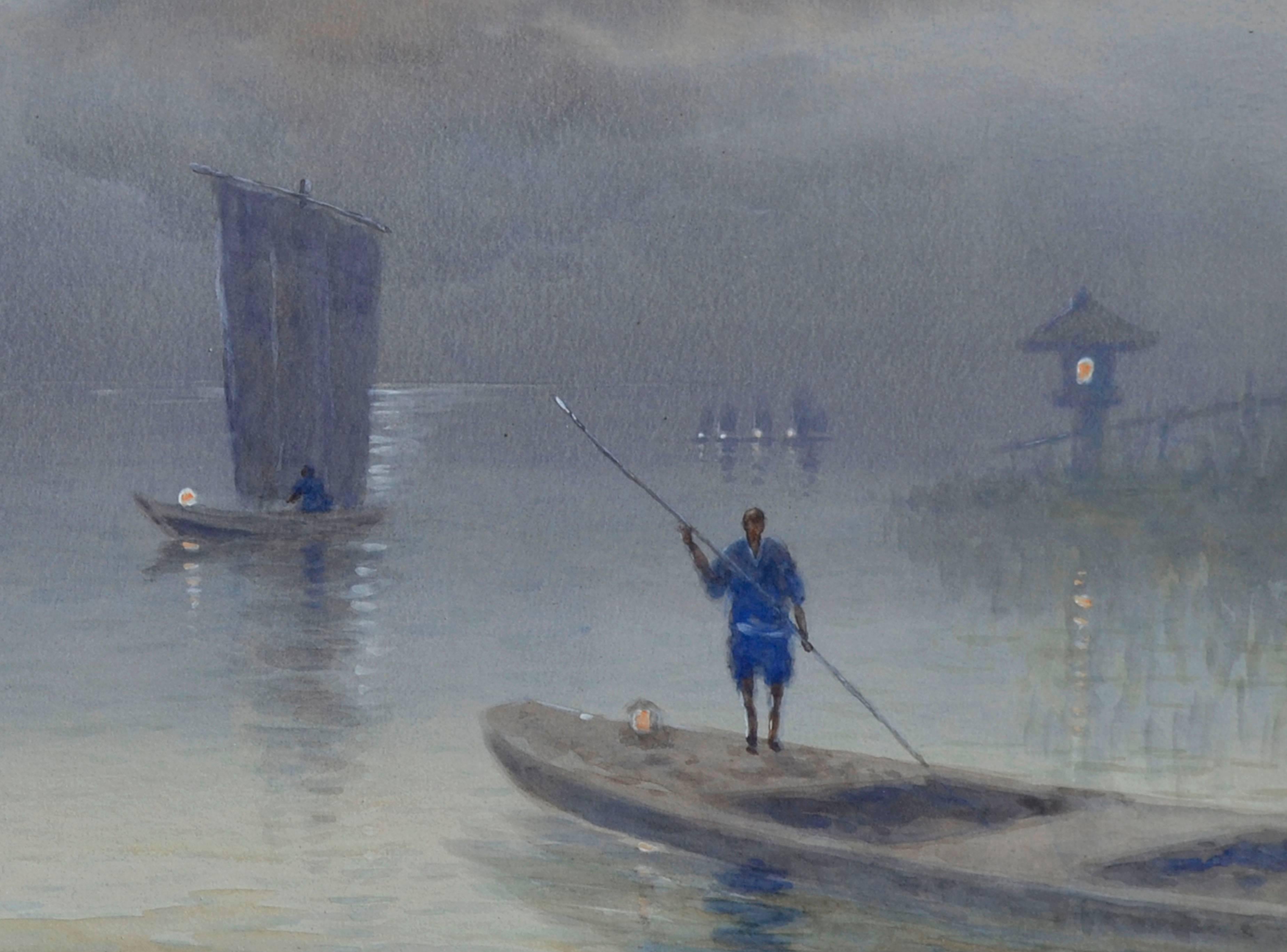 fishing at dawn painting