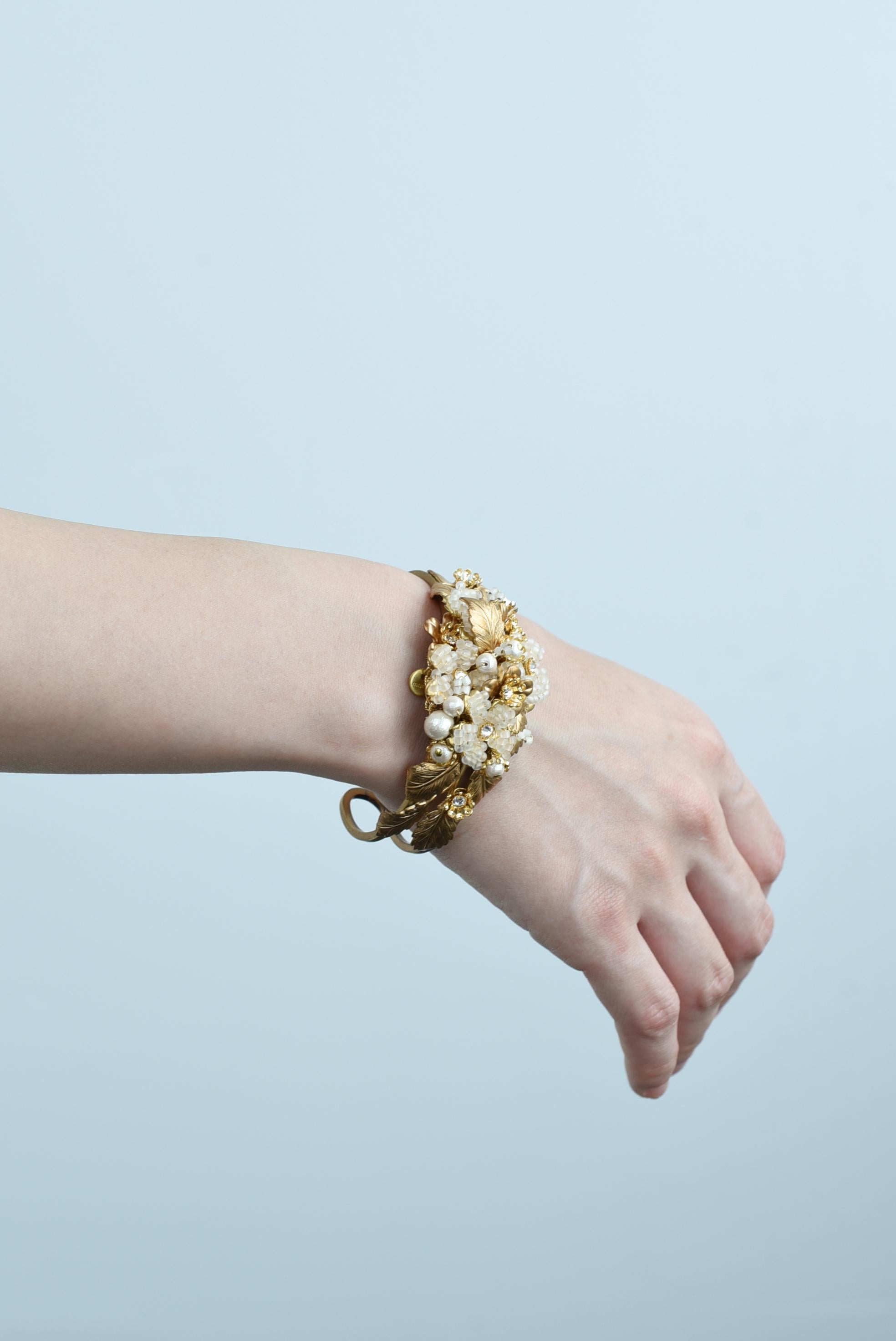 Bracelet jonc vintage yamasakura en perles vintage, bracelet jonc vintage en vente 3