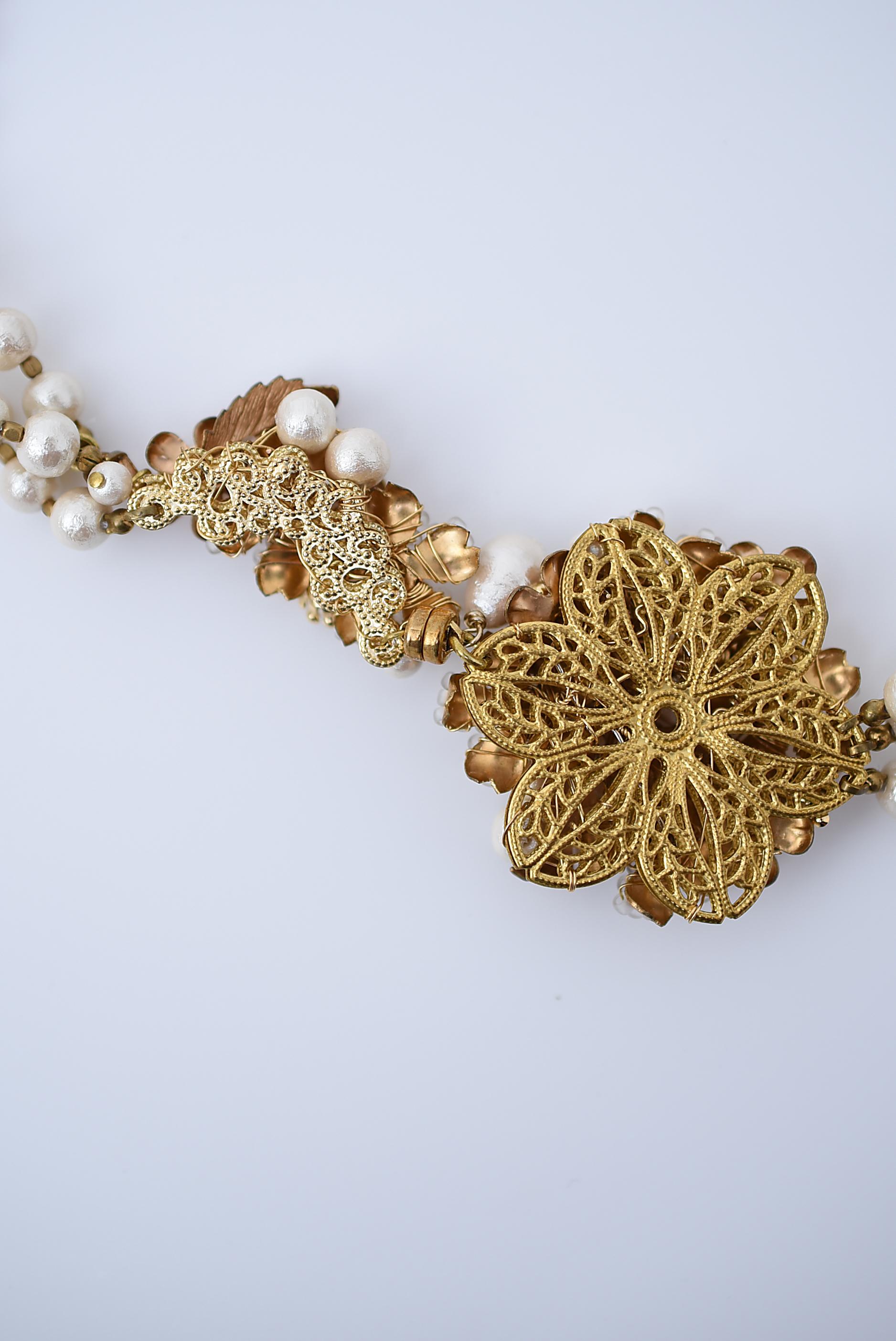 Collier bouquet yamasakura / bijoux vintage, perles vintage, collier en vente 1