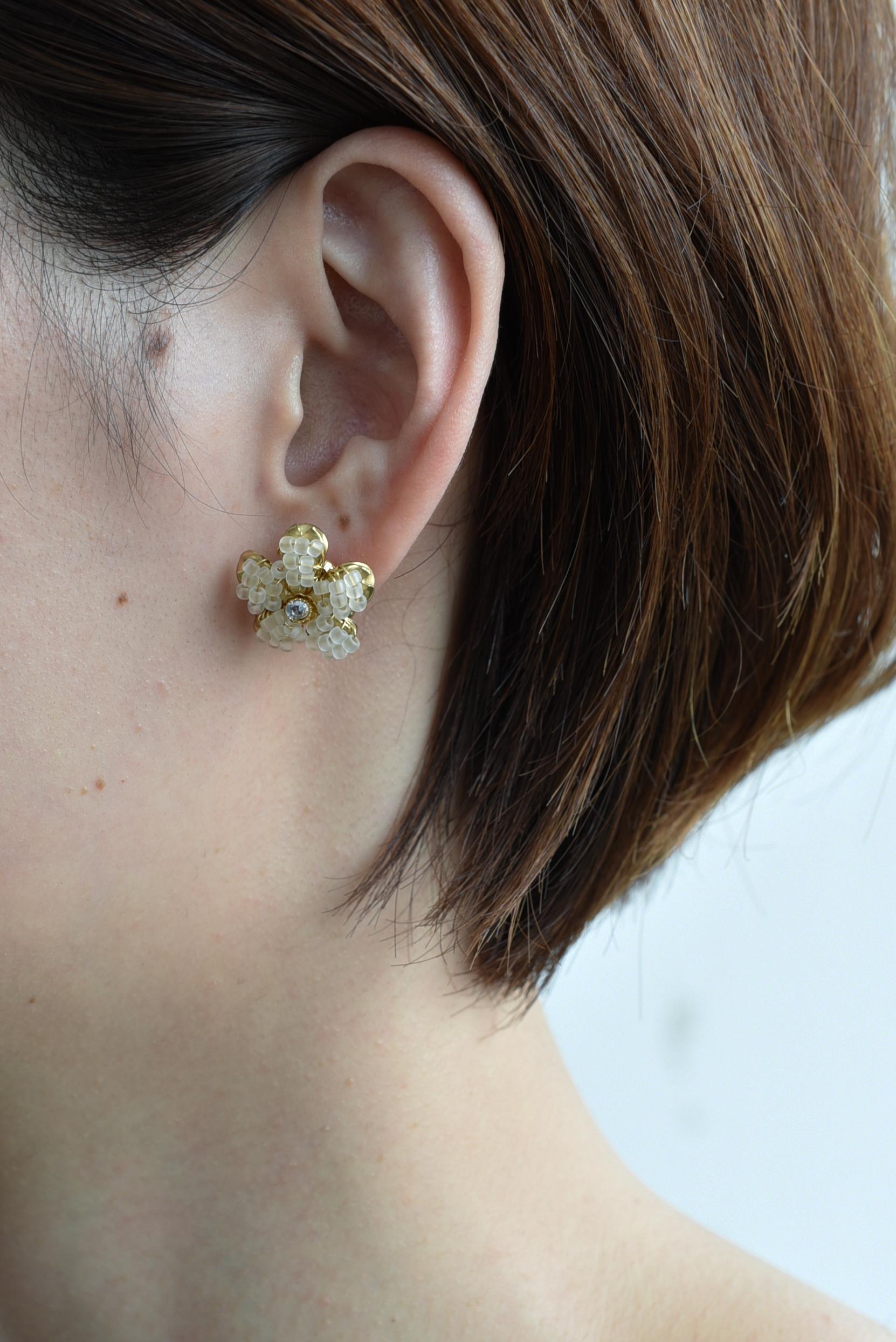 yamasakura line earring / vintage jewelry , vintage beads, vintage earring For Sale 3