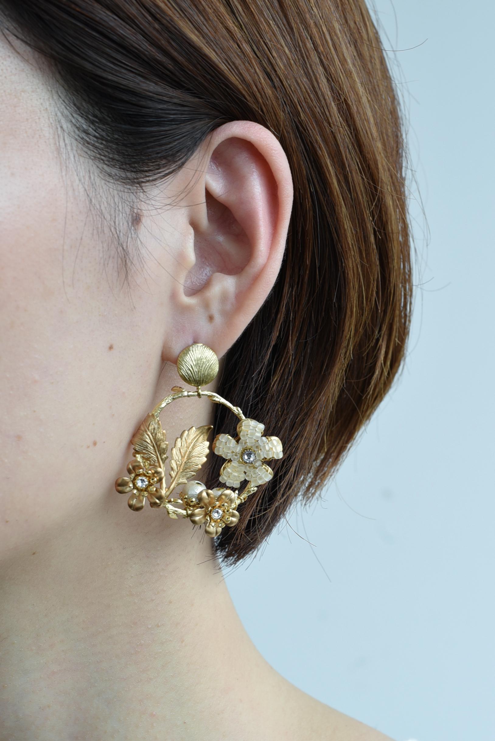 yamasakura ring earring / vintage jewelry , vintage beads, vintage earring For Sale 1