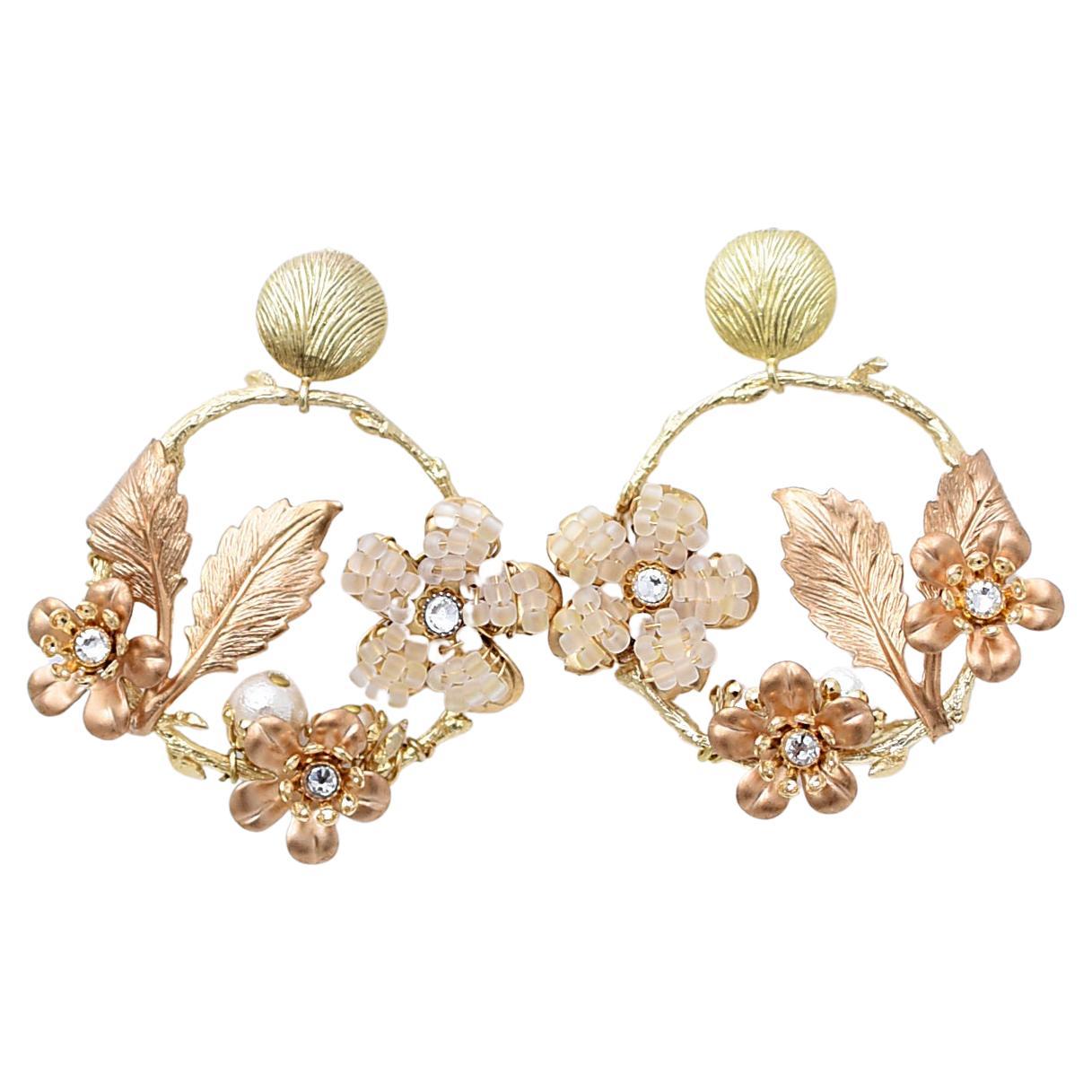 yamasakura ring earring / vintage jewelry , vintage beads, vintage earring