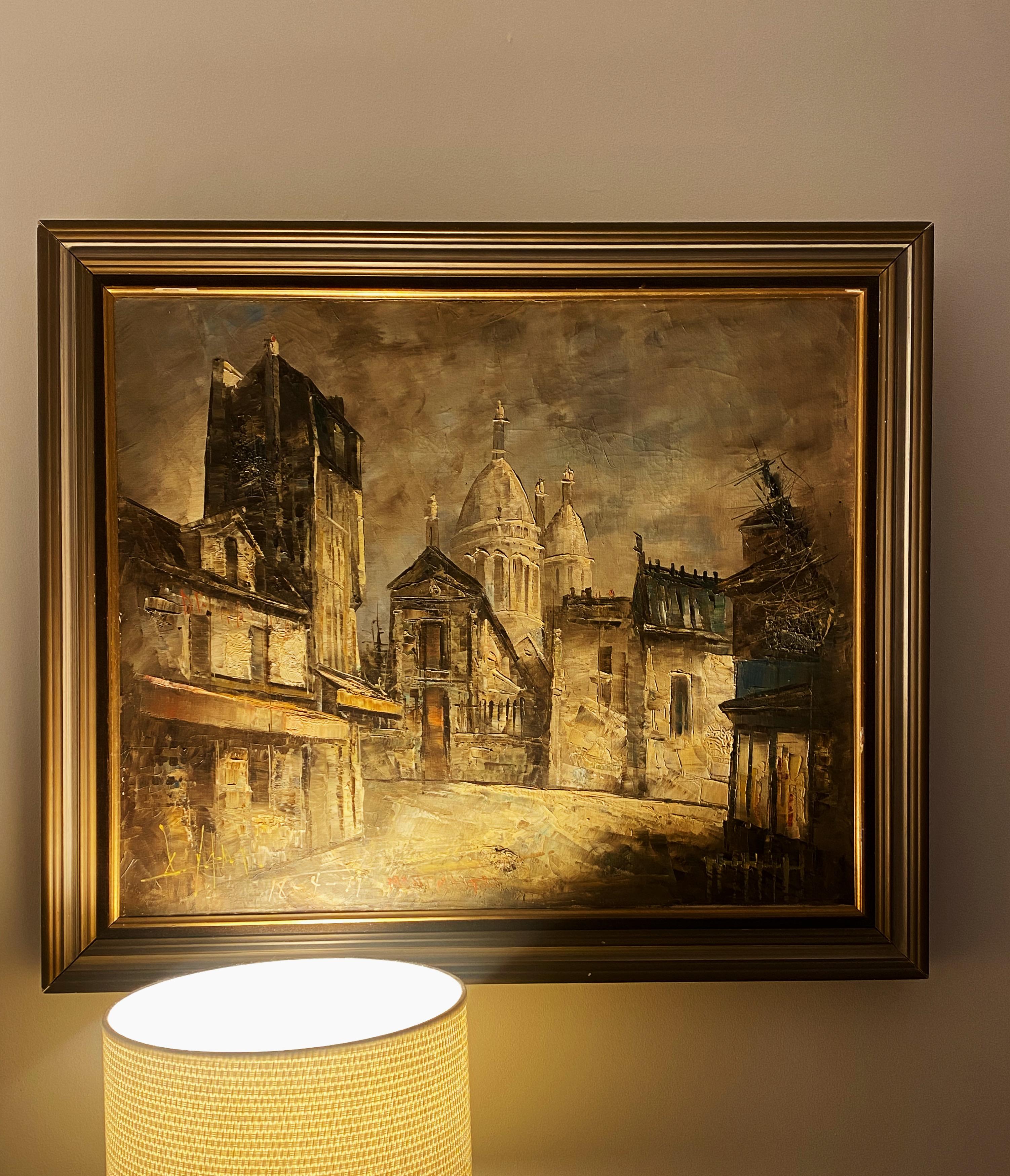 Cette peinture extraordinaire de l'artiste japonais Yamazaki Osamu
représente Paris en 1941.

Elle illustre la Basilique du Sacré Cœur de Montmartre 
(Sacré-Cœur de Montmartre,
plus connue sous le nom de Basilique du Sacré-Cœur) sous un angle