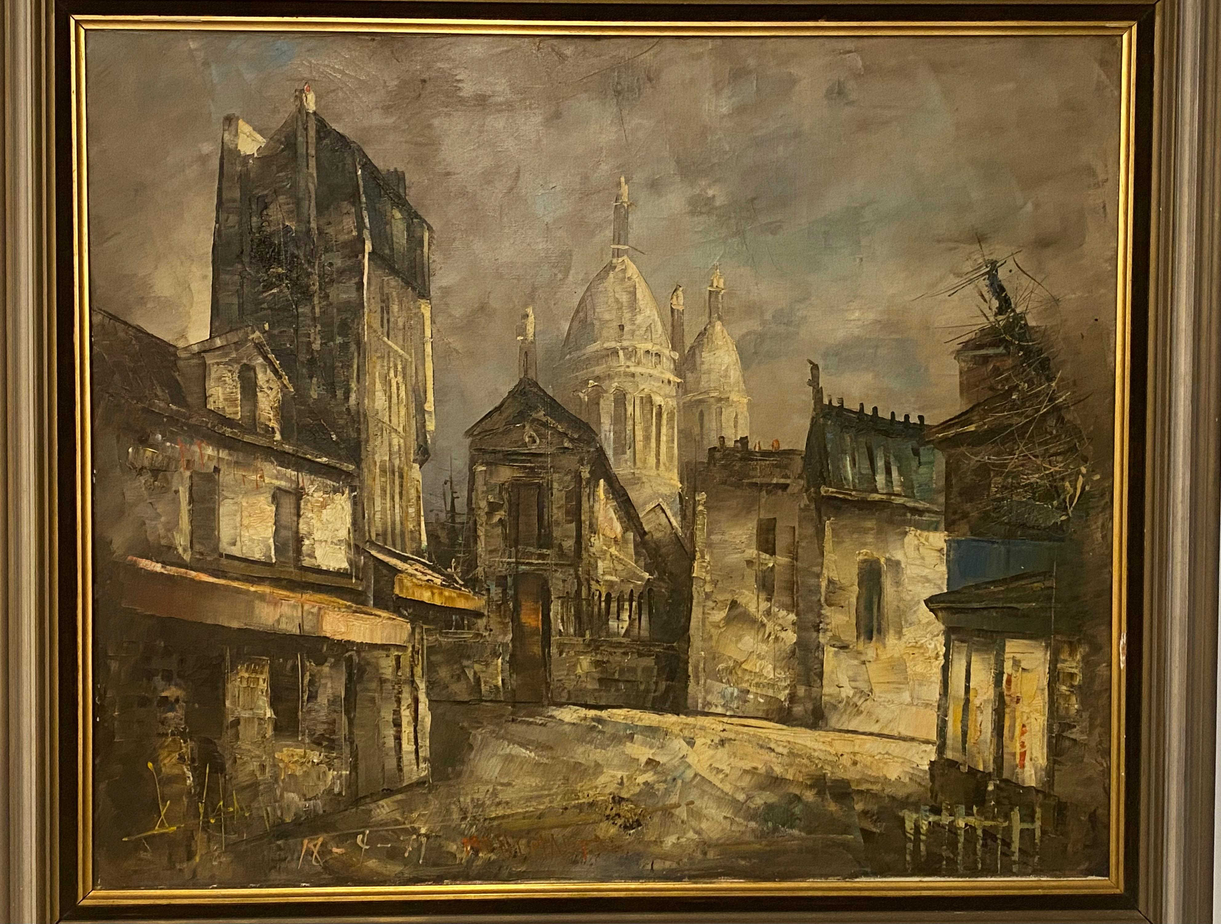 Yamazaki Osamu (Japonais) Paris 1941 Basilique du Sacré-Cœur Huile sur toile en vente 3