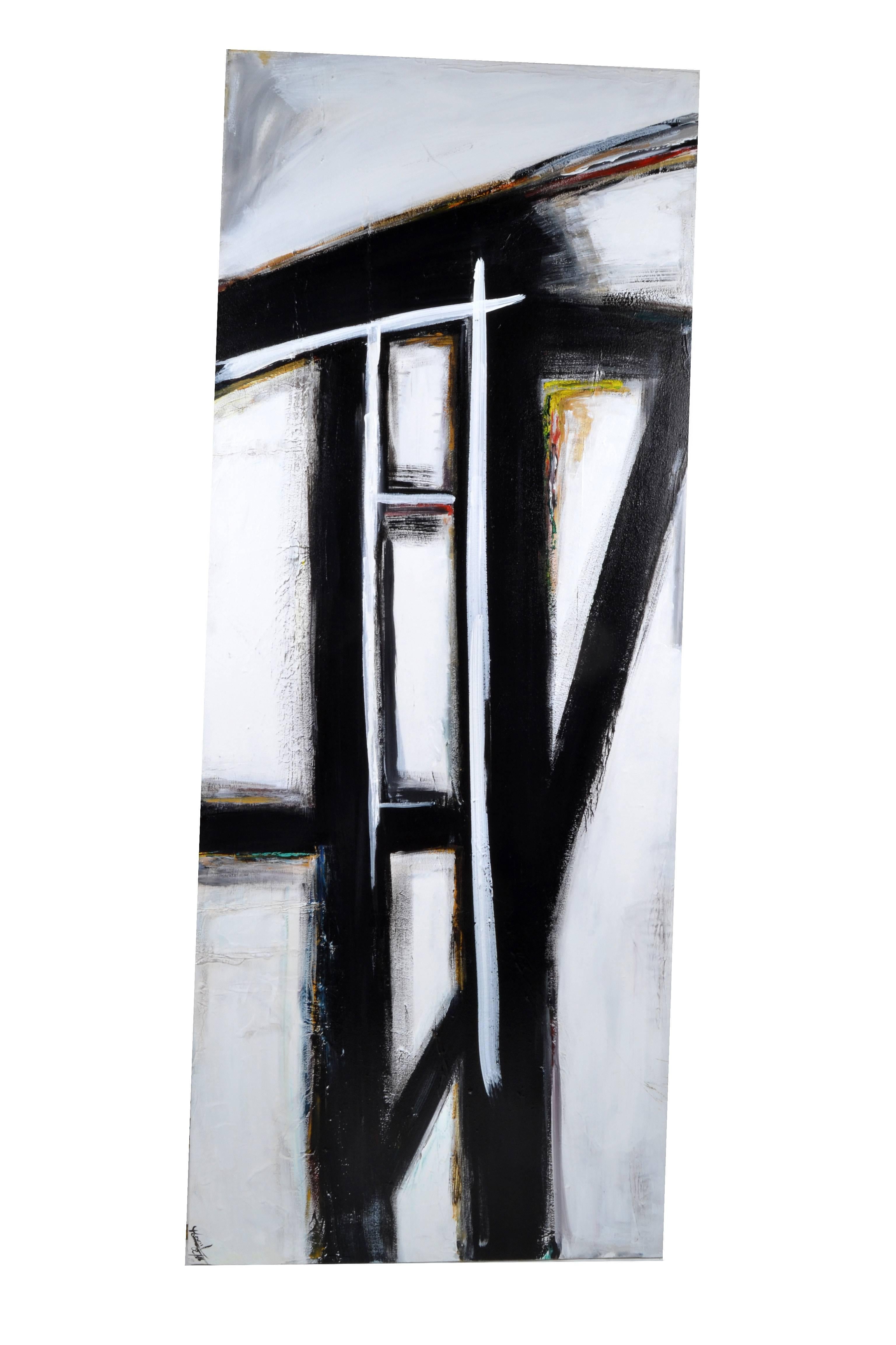Yamil O Cardenas abstraktes expressionistisches Gemälde in Acryl auf Leinwand.
Yamil O Cardenas wurde 1972 in Kuba geboren und zog vor kurzem nach Miami in den USA.
Als Heranwachsender fühlte er sich zu den Werken von Frank Kline hingezogen und