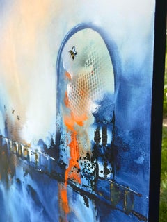 Bleu volant, peinture abstraite