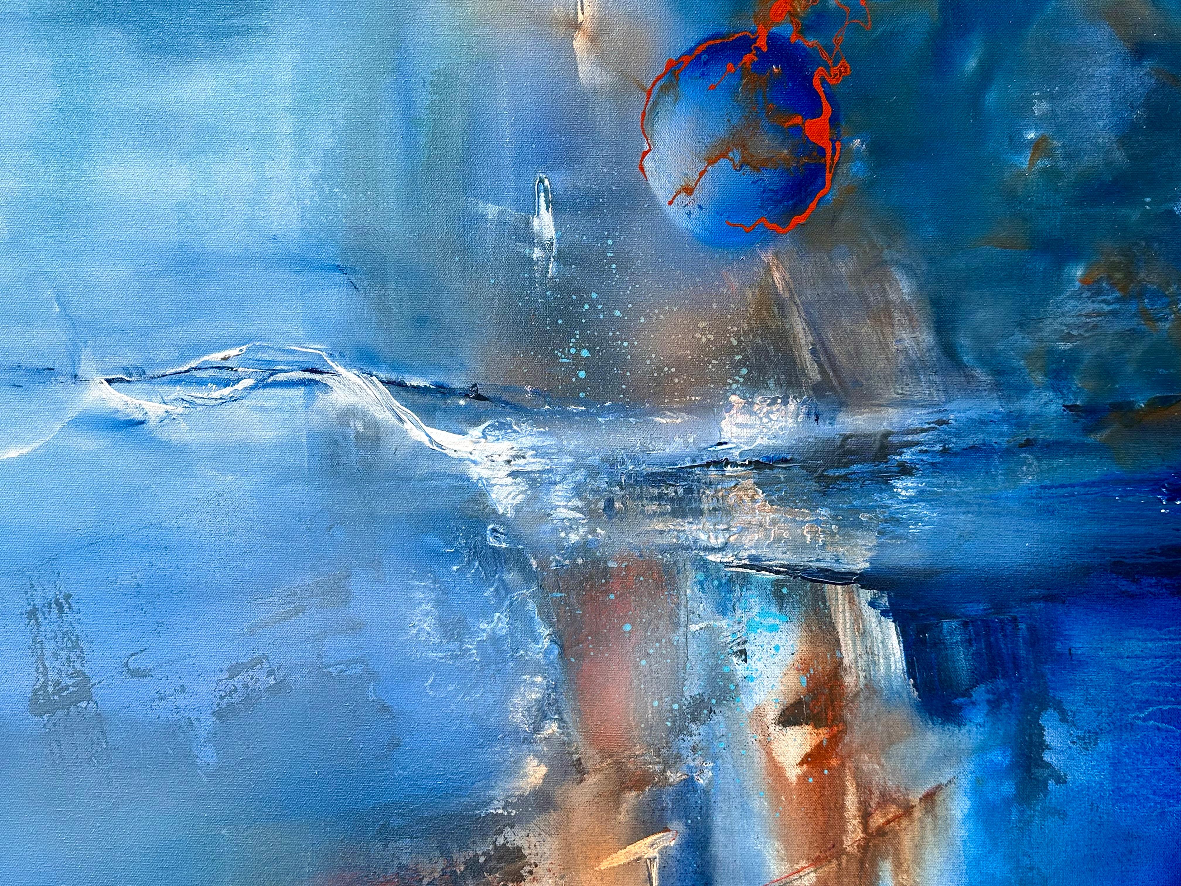 Blaue Intuition, Abstrakte Malerei im Angebot 2
