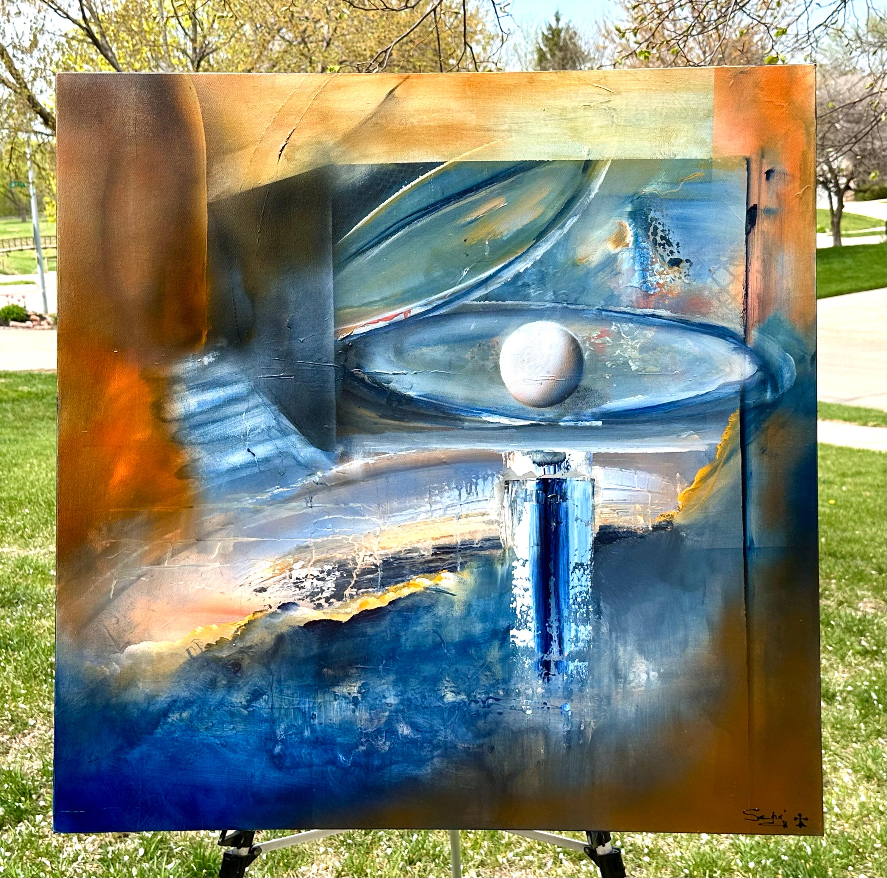 <p>Comentarios del artista<br>Una esfera resplandeciente flota en el centro de un paisaje surrealista y abstracto. La luz representa una iluminación divina y pura que significa bondad, guía y bienestar espiritual. Proporciona consuelo y paz y sirve