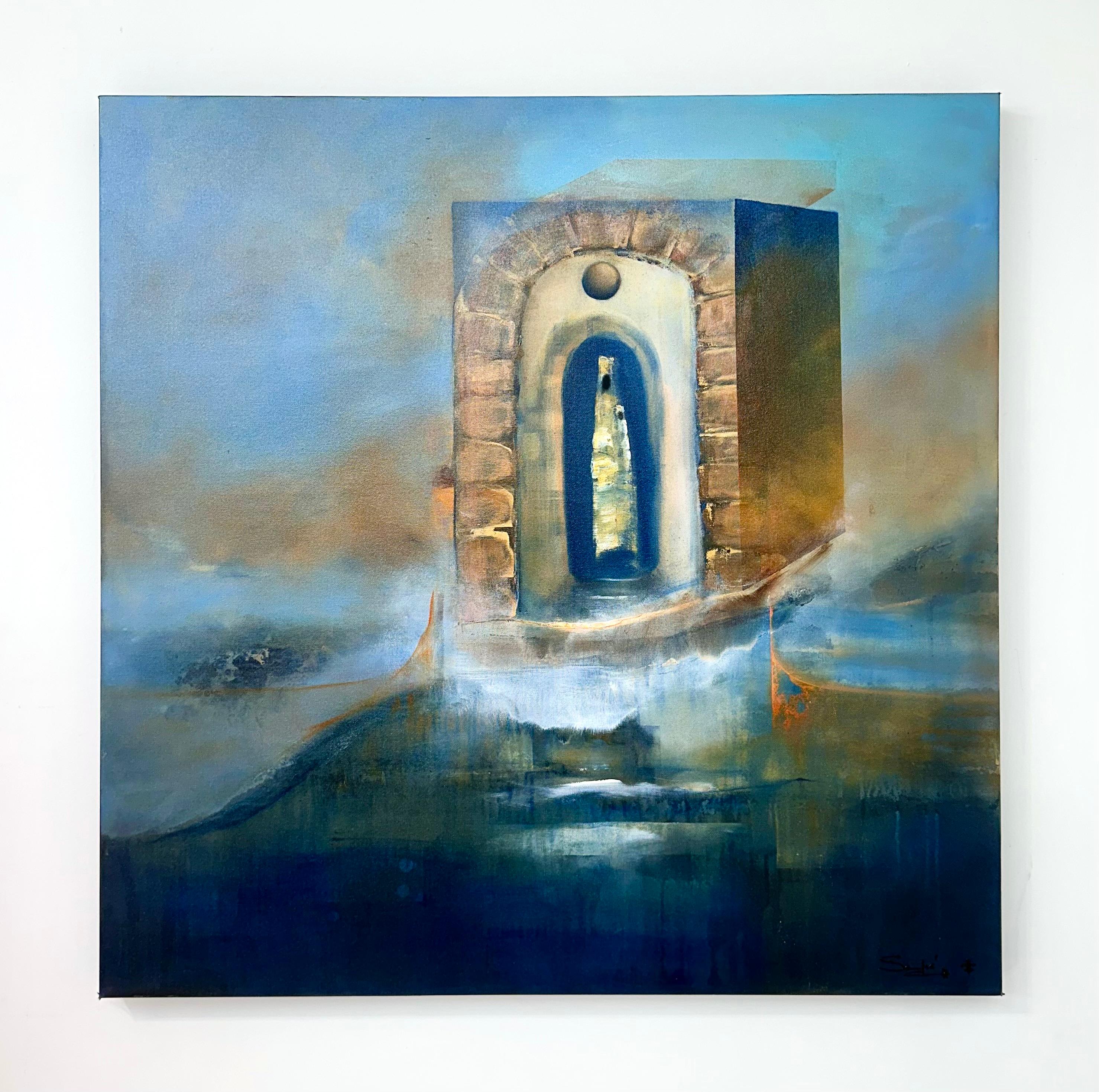 <p>Commentaires de l'artiste<br>Une structure en pierre s'élève dans un paysage de rêve. Les tons bleus et or créent une atmosphère surréaliste et sacrée. L'artiste Yamilet Sempe s'est inspirée de l'apparence de Yemaya, divinité marine et reine