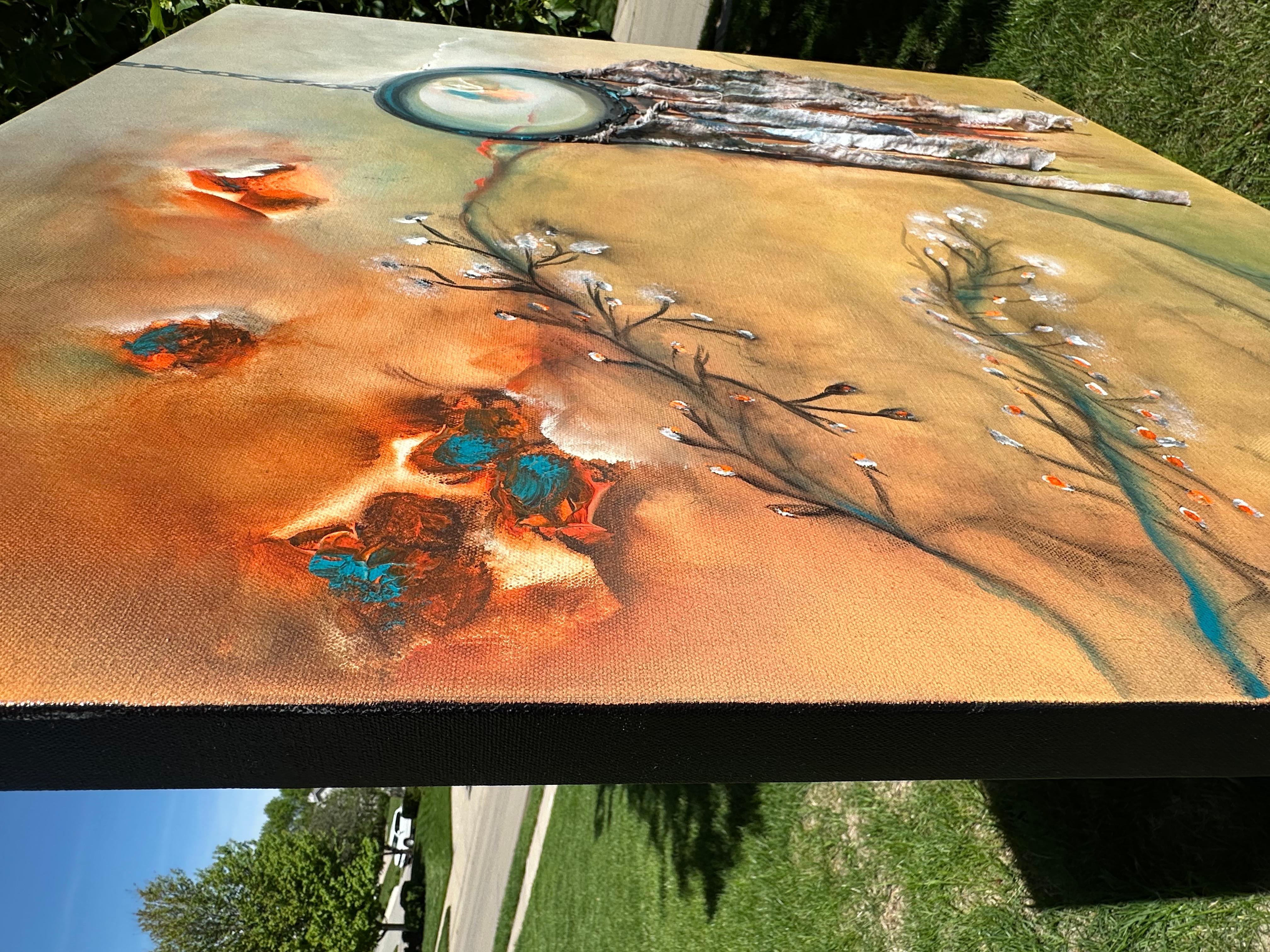 Trapped in Your Dreams, Original Painting - Surrealist Mixed Media Art by Yamilet Sempe