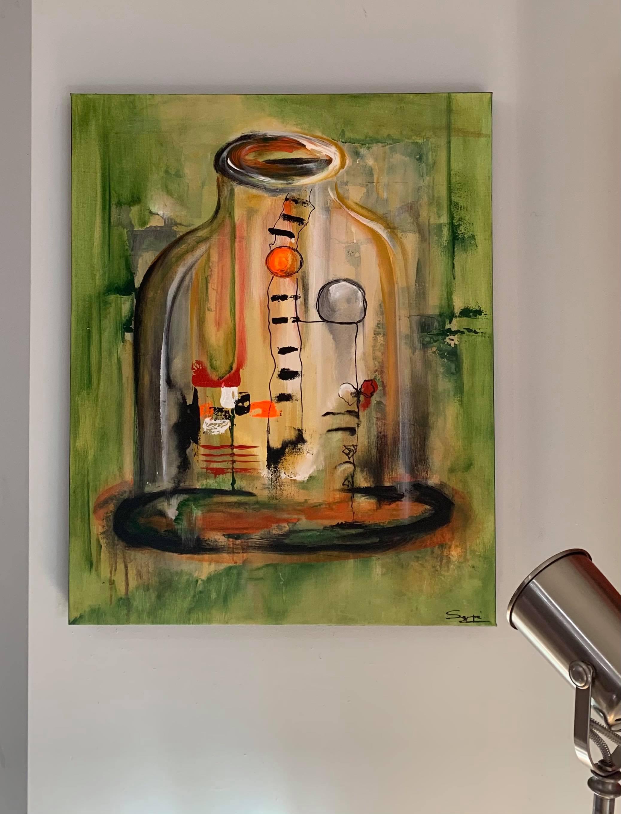 Potion mystérieuse, peinture abstraite - Abstrait Painting par Yamilet Sempe