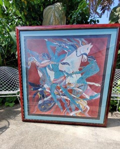 YAMIN YOUNG, sérigraphie signée, numérotée et intitulée « FLAME » 151/175 encadrée, années 1980