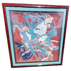 Yamin Young, Serigraph Signed, Numbered and Titled "FLAME" 151/175 Framed 1980s