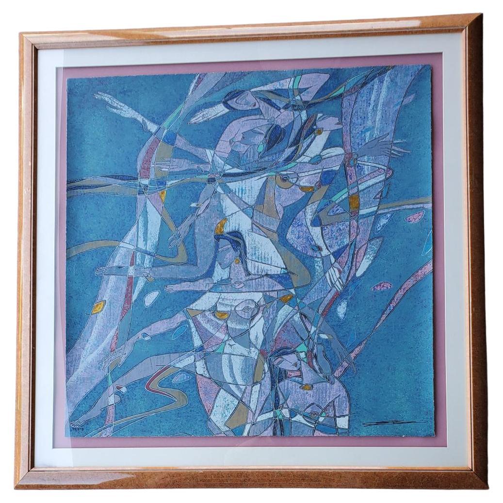 YAMIN YOUNG, Serigraph Signed & Numbered "Sirens Song" 93/275 Framed 1980s For Sale