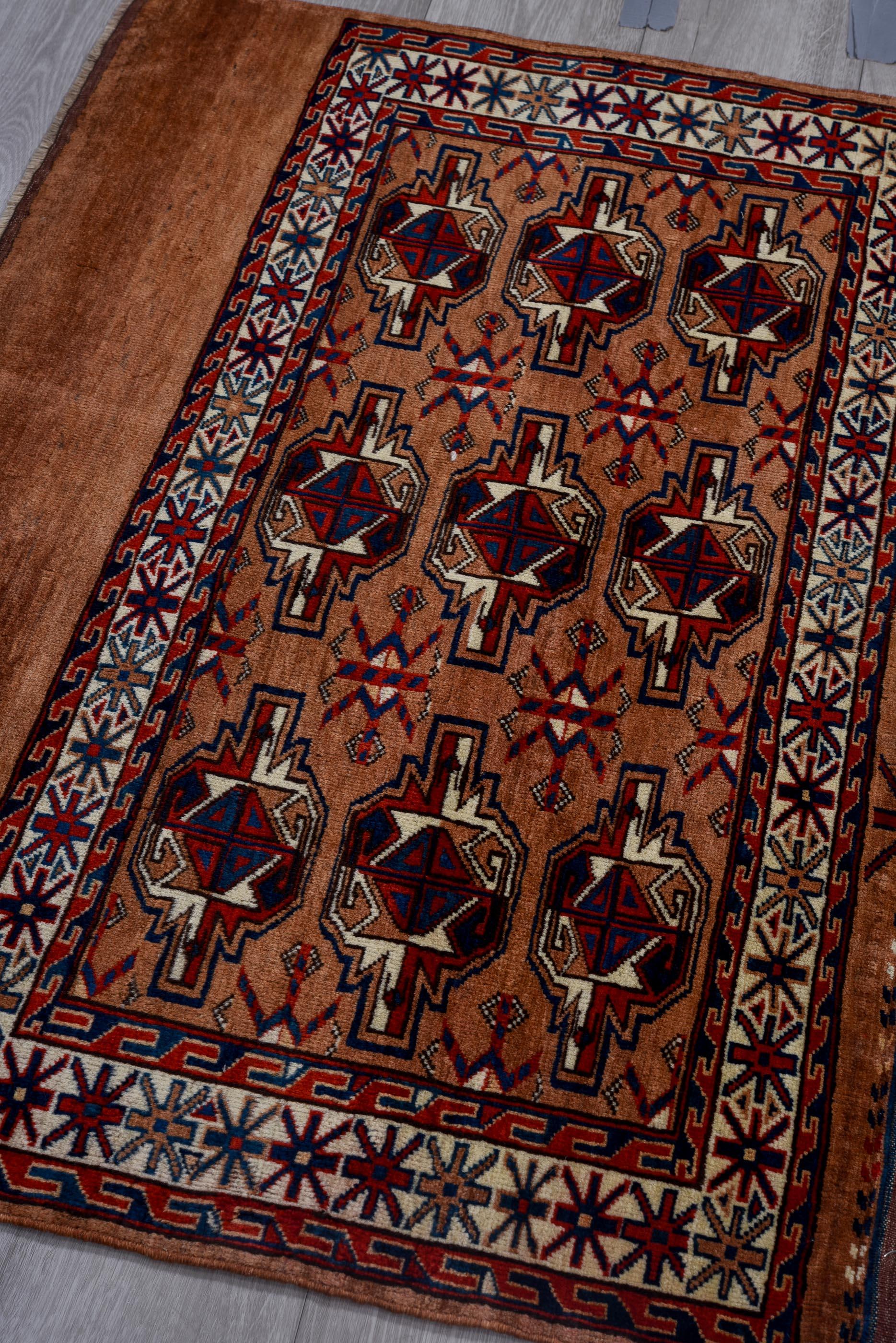 Wool Yamoud Tribal Rug Highly Unusual For Sale