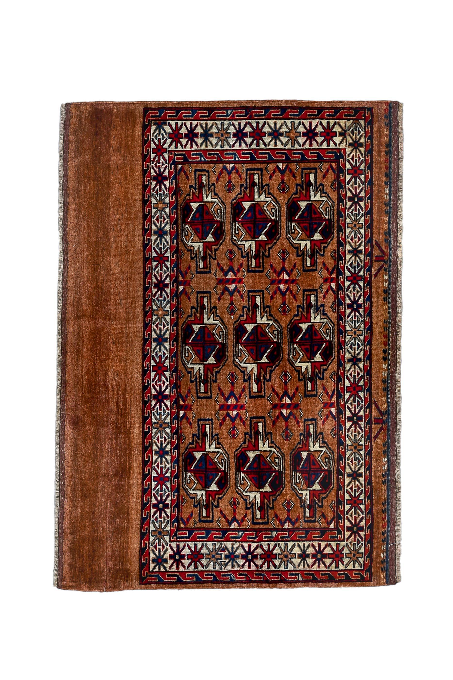Yamoud Tribal Rug Highly Unusual For Sale