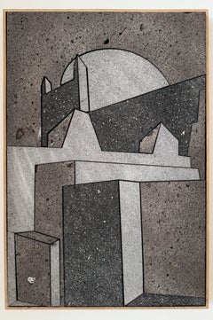 "Yampolsky en Danghú" - Triptyque en pierre de lave, encadré en chêne.