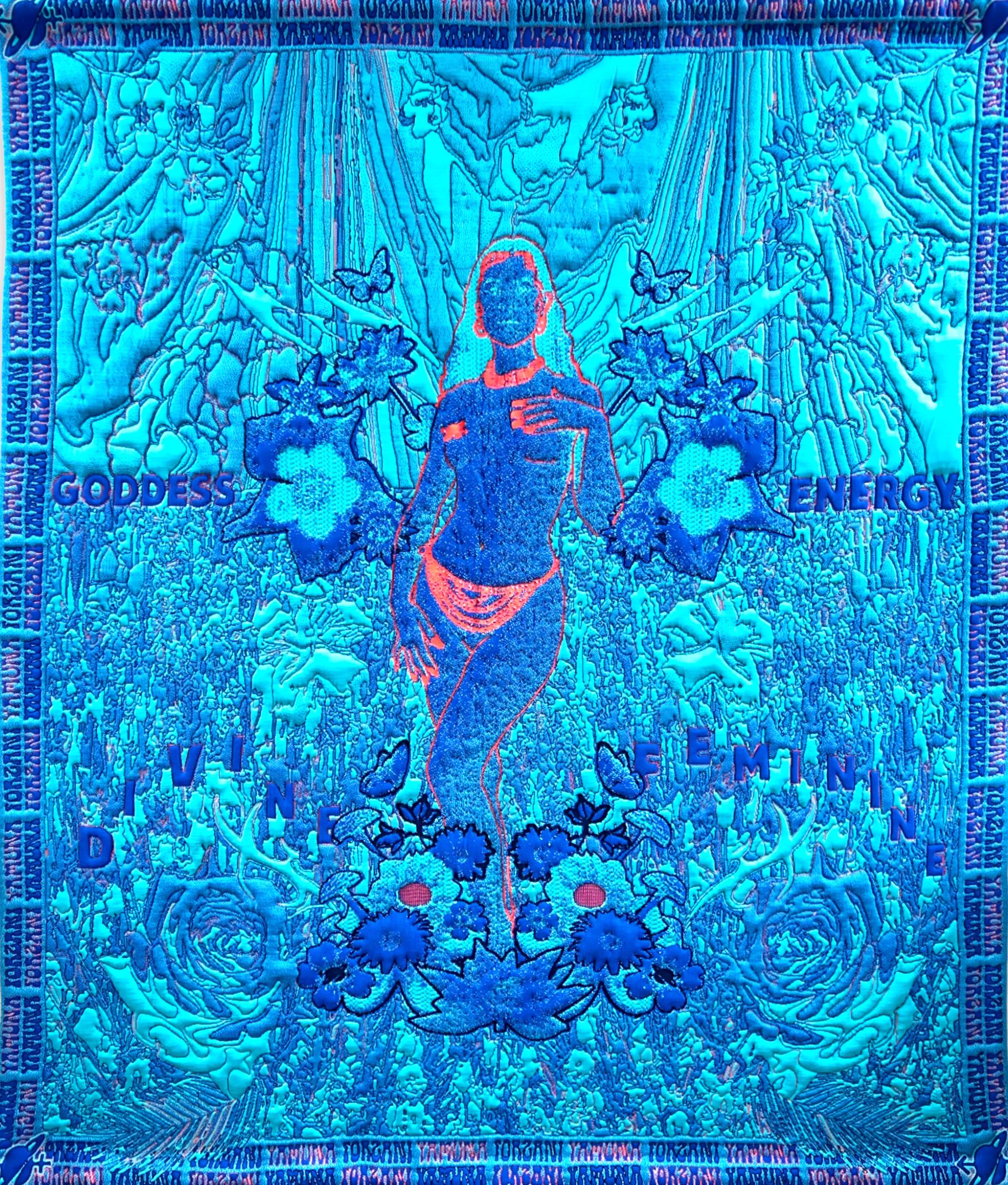 Blue Goddess - Mixed Media Art by Yamuna Forzani