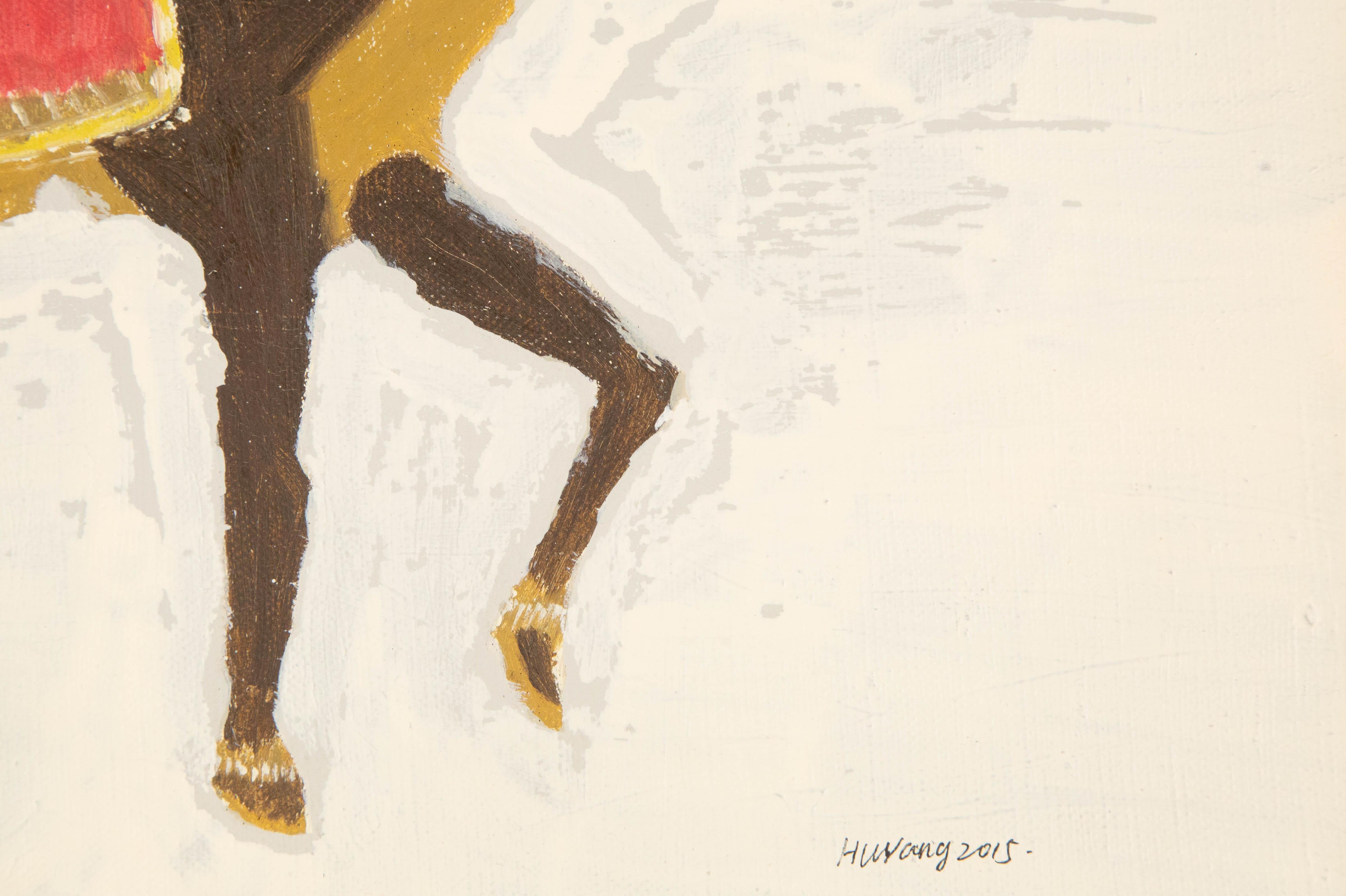 Yan Hu Tier Original Ölgemälde auf Leinwand „Walking Alone“ im Angebot 2