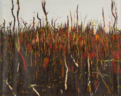 Yan Hu Floral Original Oil On Canvas "Cornfield In Autumn"