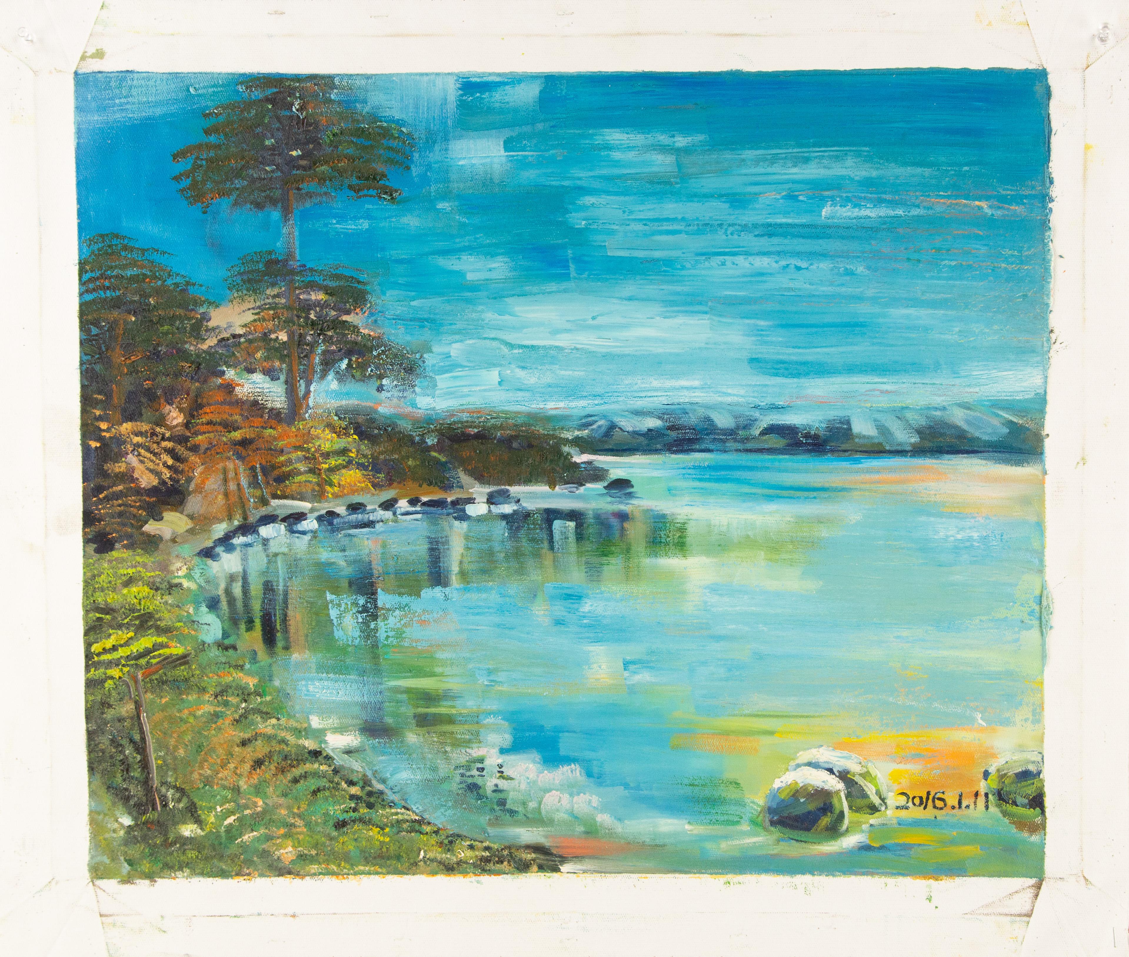 Yan Liu Landschaft, Original, Öl auf Leinwand, „Heaven On The Earth“, Yan Liu im Angebot 2