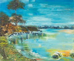 Yan Liu Landscape Original Oil On Canvas "Heaven On The Earth" (Le ciel sur la terre)