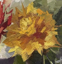 "Crisantemos de otoño" (2022) Por Yana Beylinson, Pintura al óleo original sobre tabla