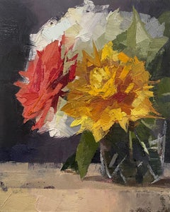 "Autumn Mums" (2022) By Yana Beylinson, Original Oil Painting on Board