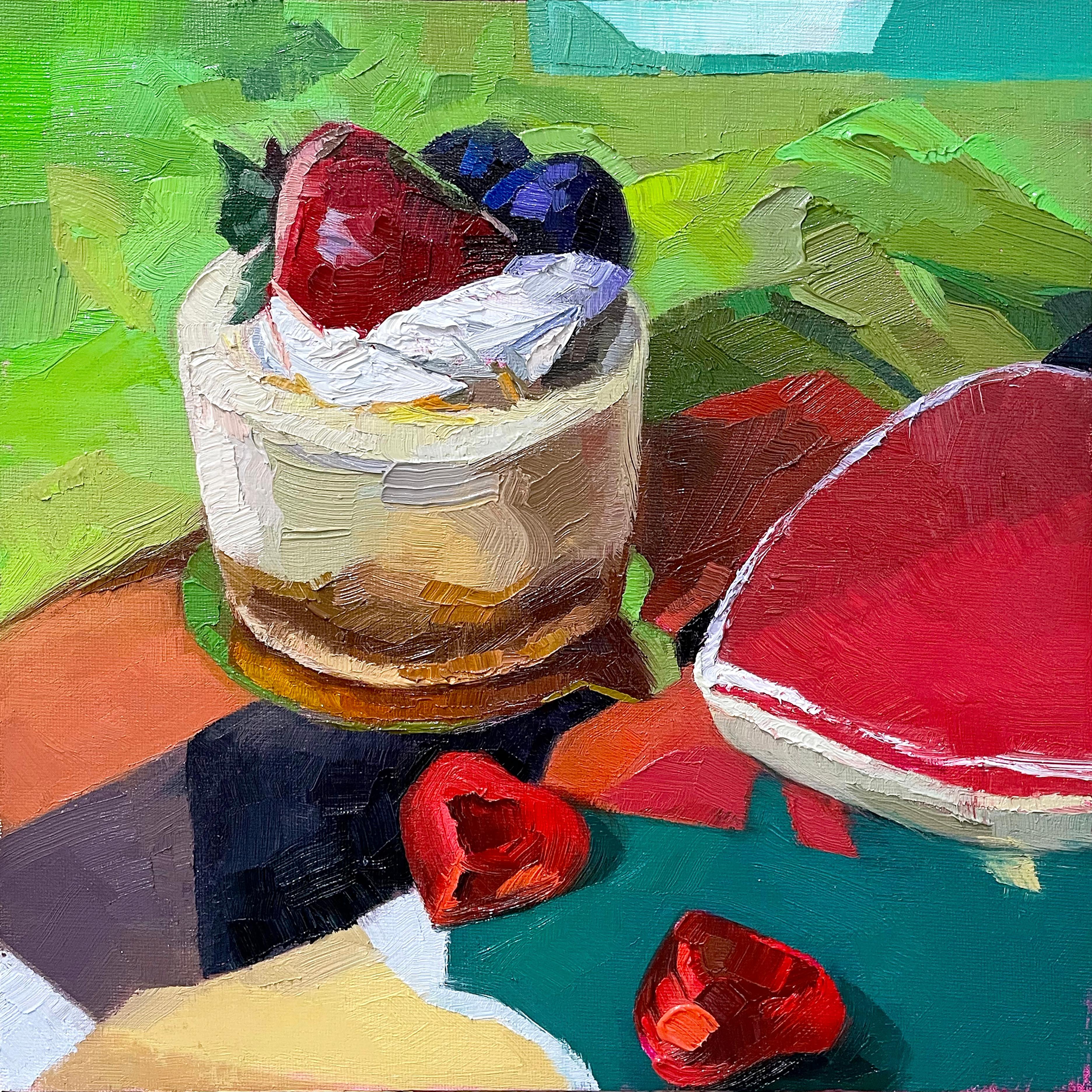 "Cheesecake & Hearts" (2022) By Yana Beylinson, Original Oil Painting on Board