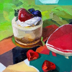 "Cheesecake & Hearts" (2022) By Yana Beylinson, Original Oil Painting on Board