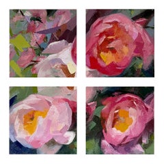 "Four Peonies", Oil painting