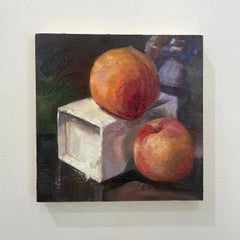 "Two Peaches" (2023) By Yana Beylinson, Original Oil Painting on Board