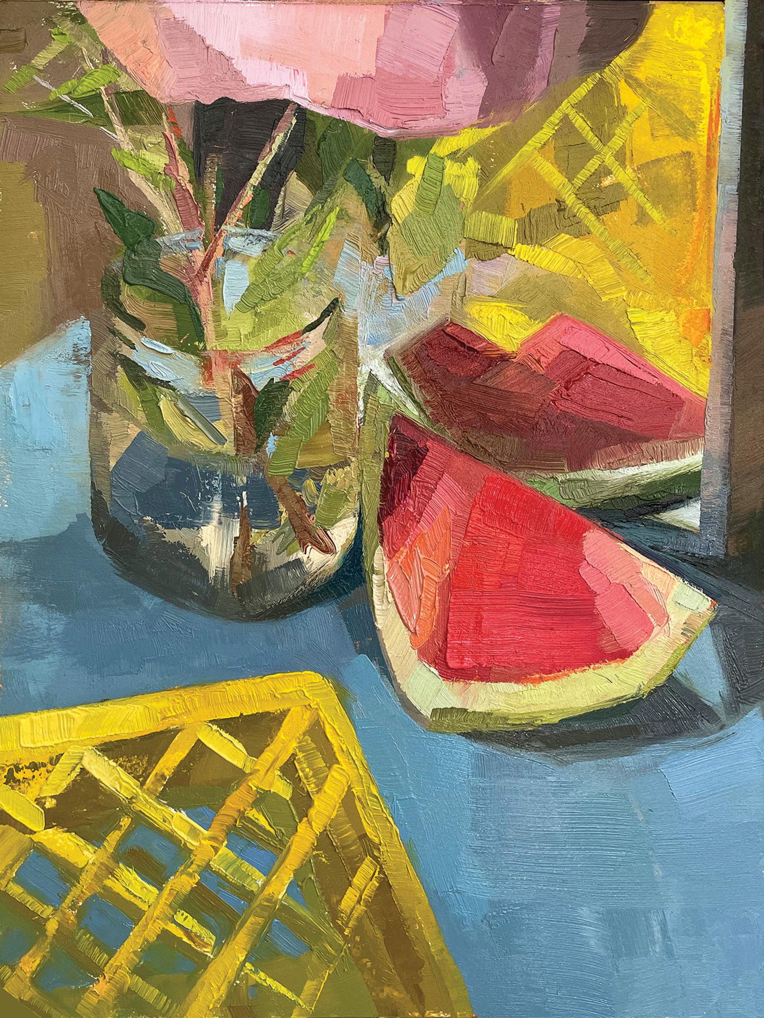 Figurative Painting Yana Beylinson - "Watermelon", peinture à l'huile