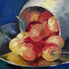"White Cherries" (2022) By Yana Beylinson, Original Oil Still-Life Painting