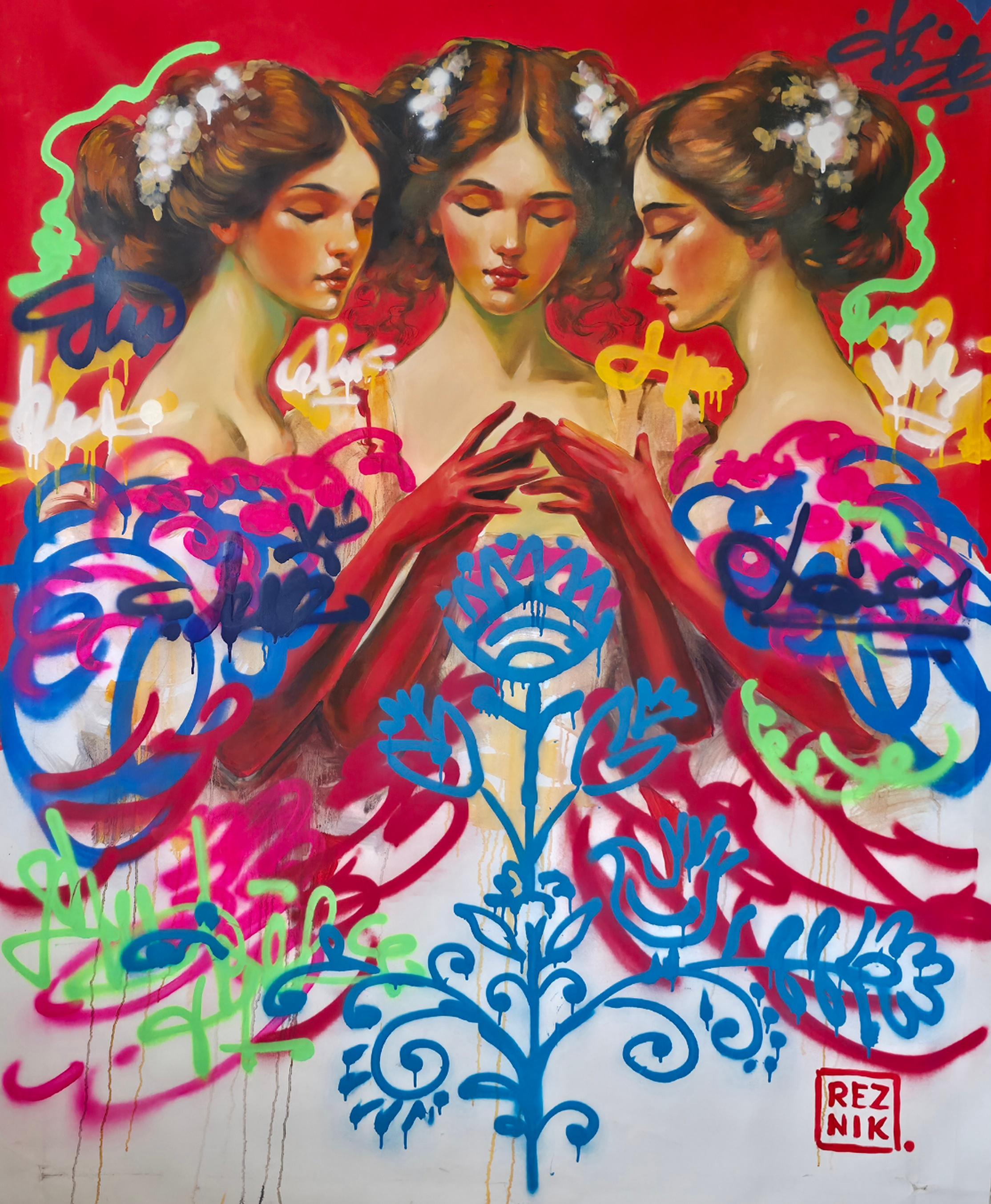 Yana Reznik Portrait Painting - The Unyielding Bloom