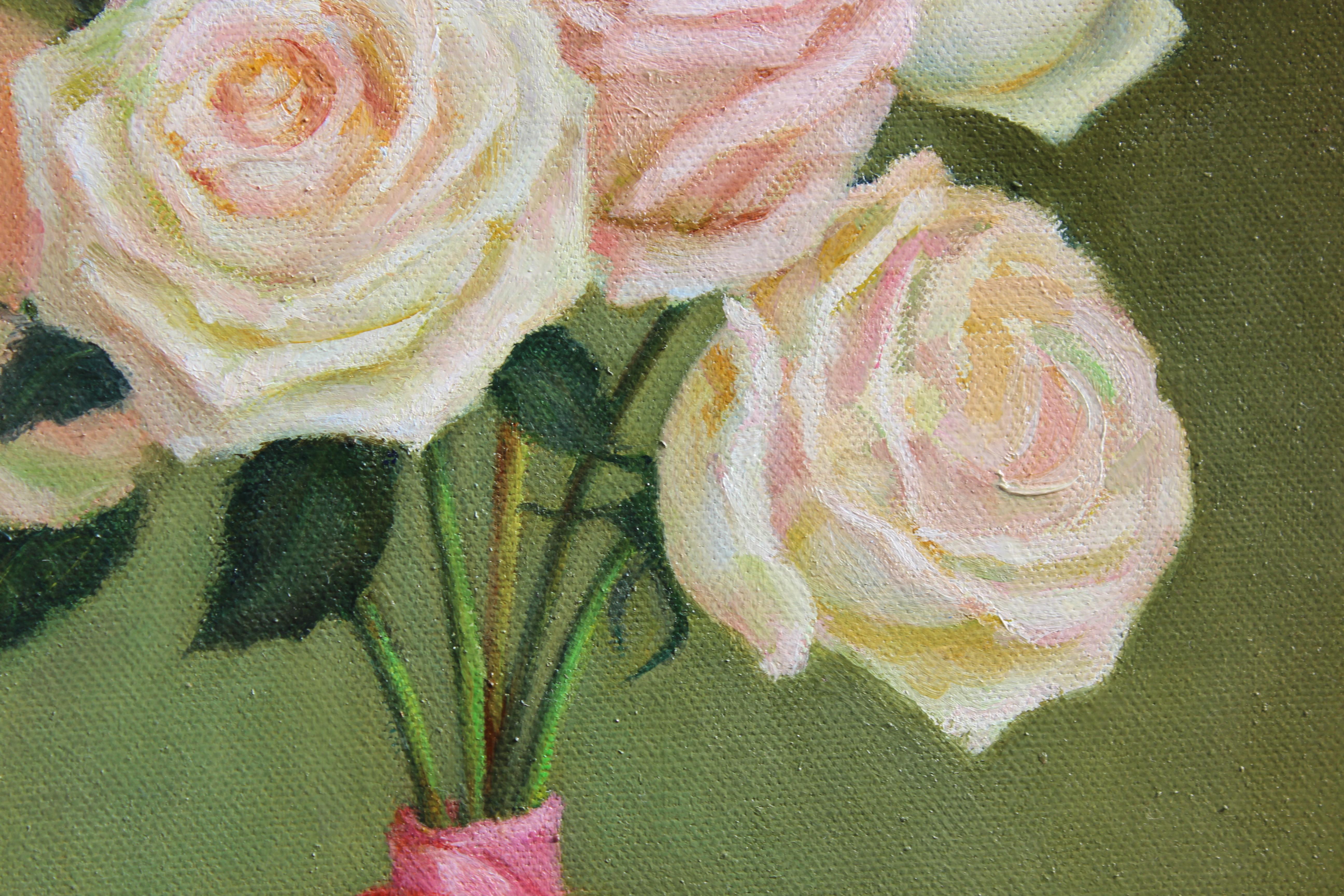 Сreamy roses. Pintura al óleo en venta 1