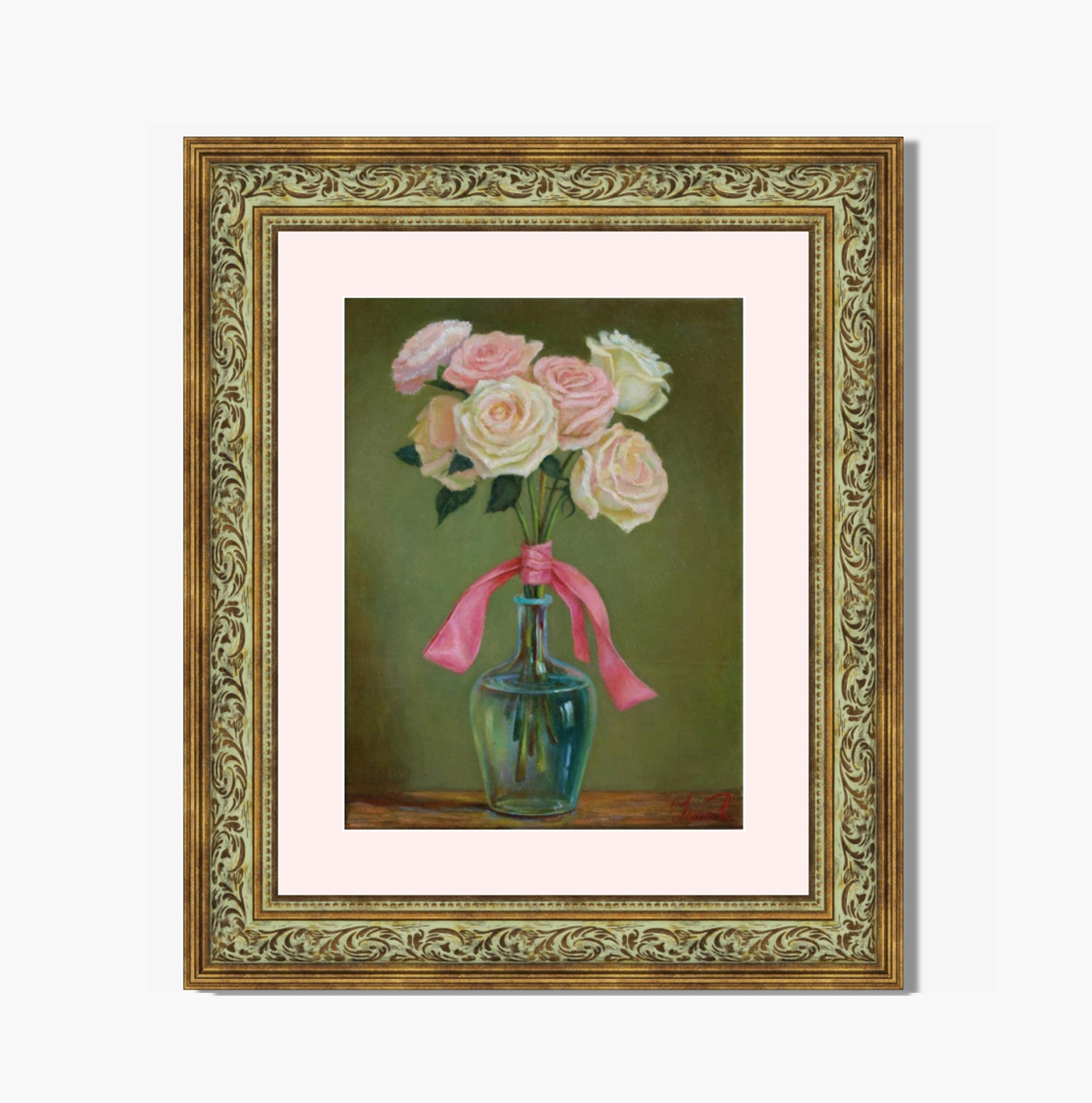Сreamy roses. Pintura al óleo en venta 3