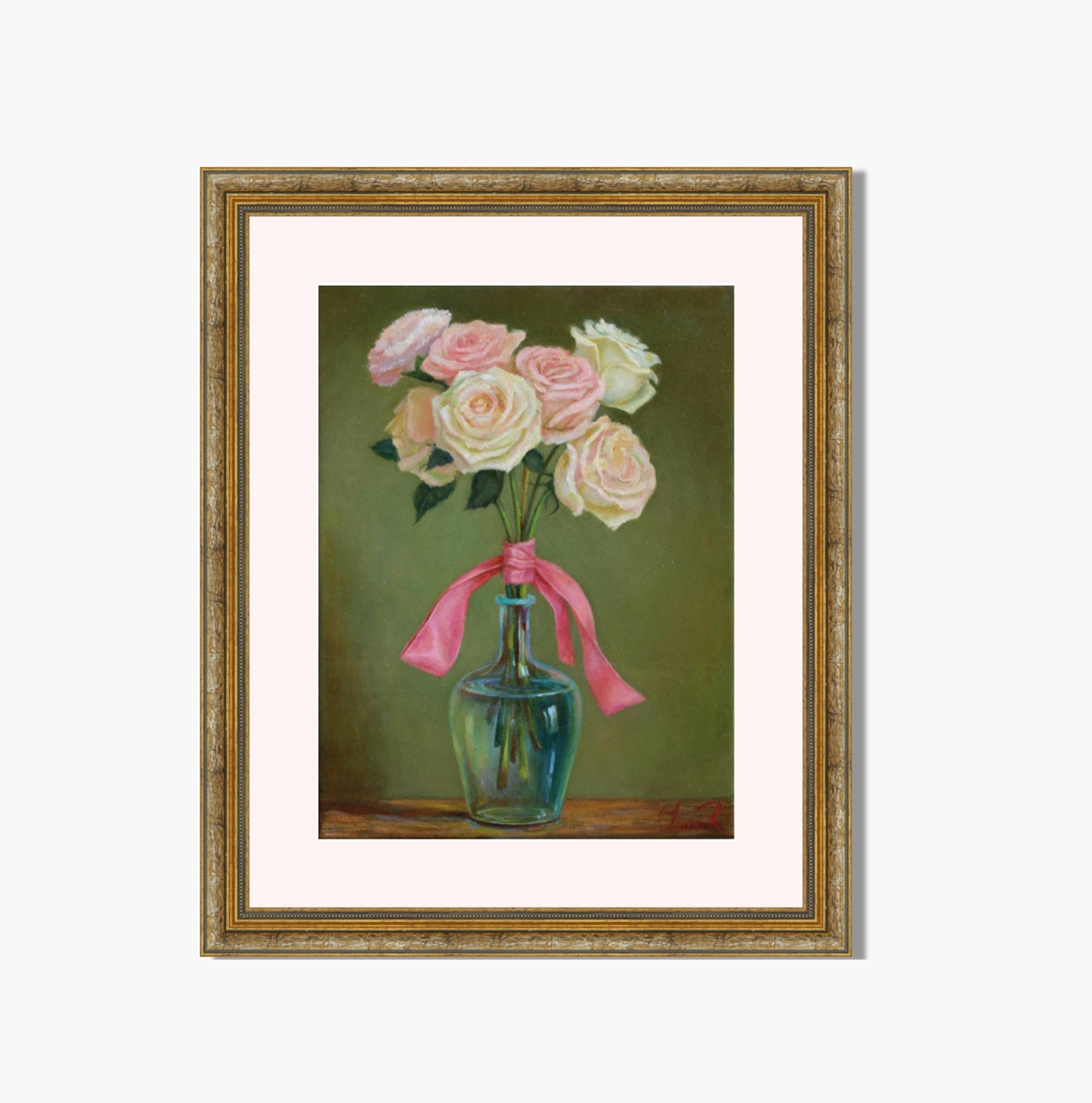Сreamy roses. Pintura al óleo en venta 4