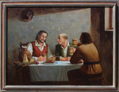 Three Hunters. Oil painting