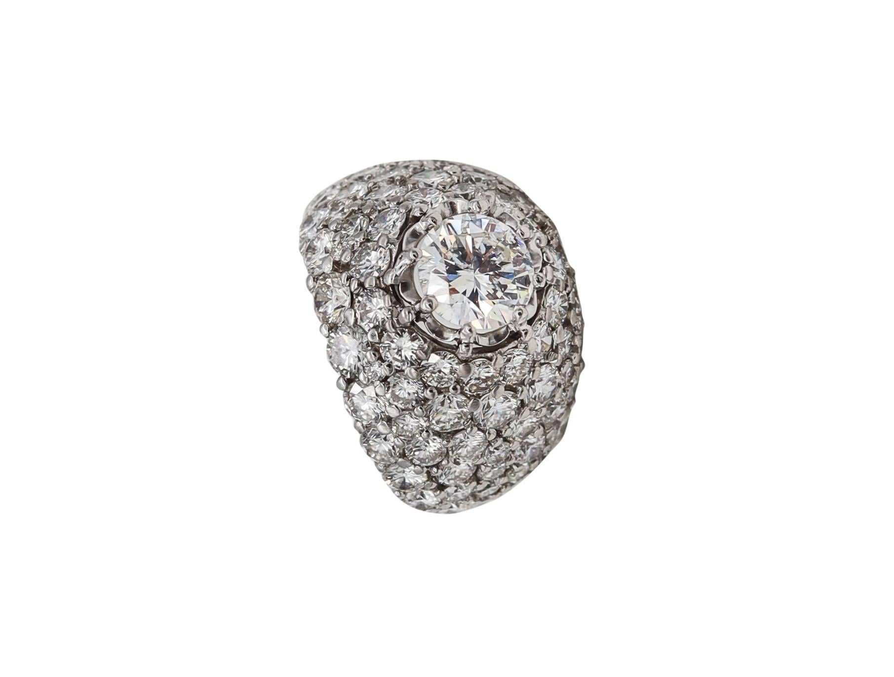 Yanes Exceptional Platinum Cluster Cocktail Ring Gia Certified 10.16 Ctw Diamond For Sale 7