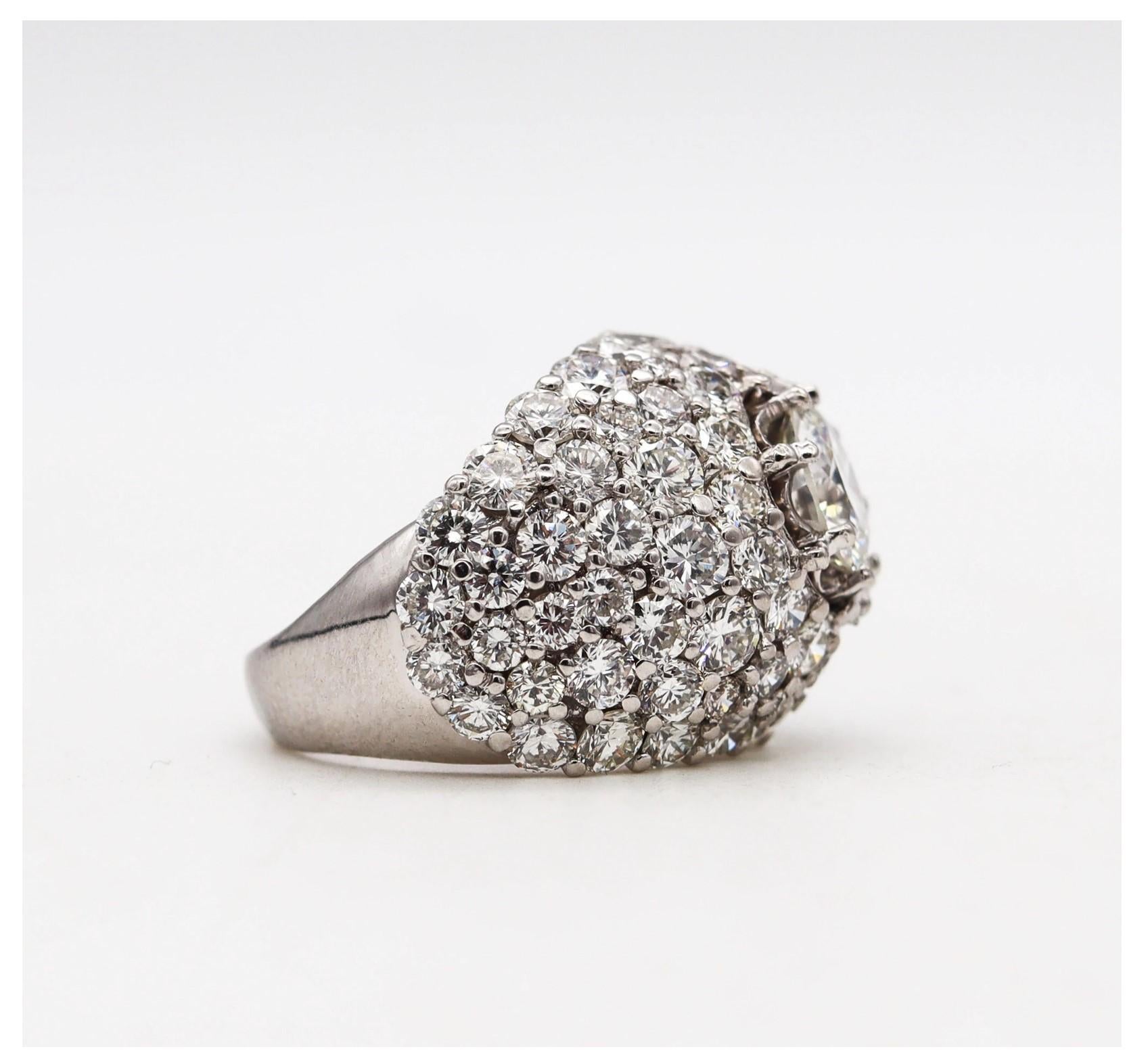 Brilliant Cut Yanes Exceptional Platinum Cluster Cocktail Ring Gia Certified 10.16 Ctw Diamond For Sale