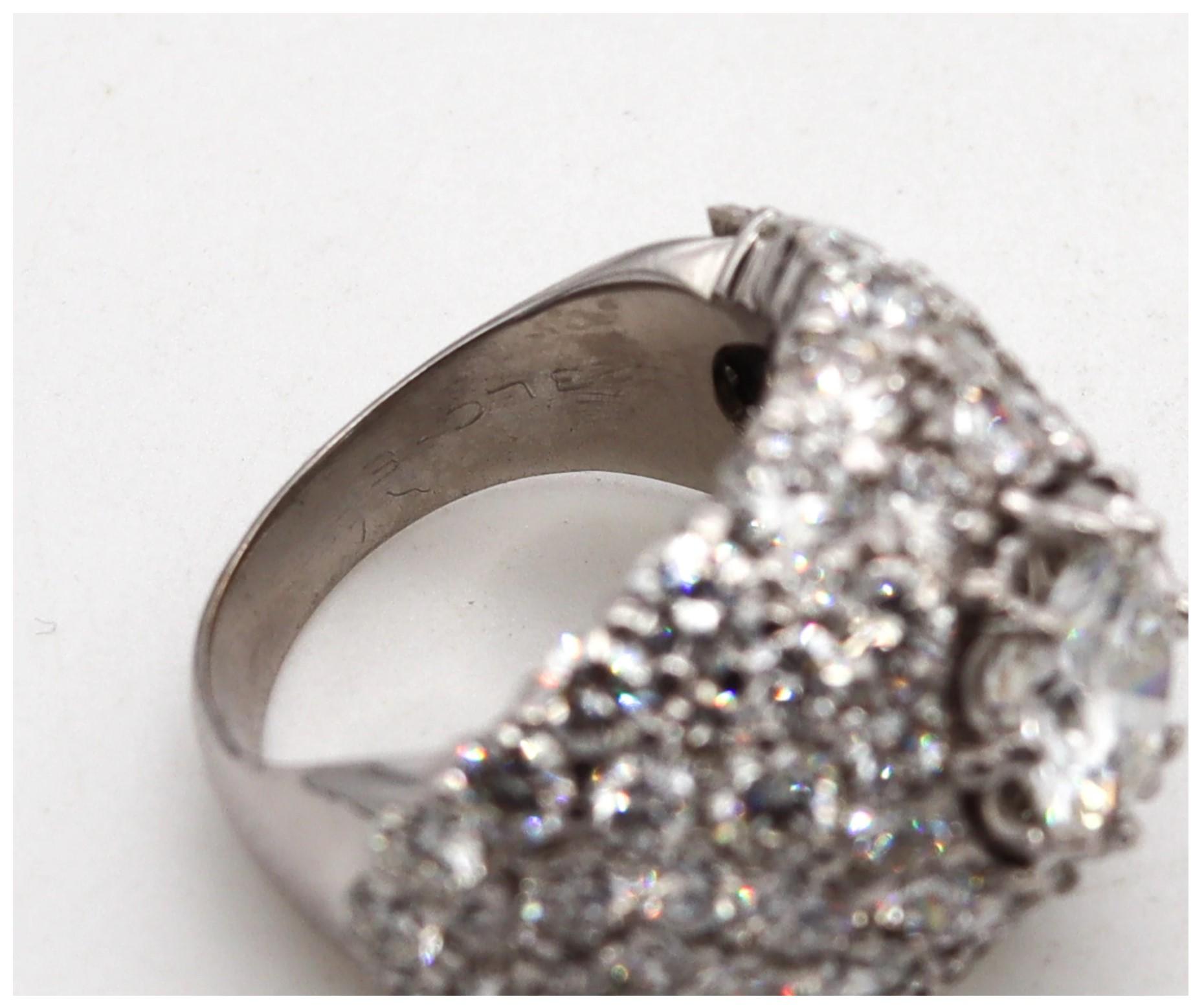 Yanes Exceptional Platinum Cluster Cocktail Ring Gia Certified 10.16 Ctw Diamond In Excellent Condition For Sale In Miami, FL