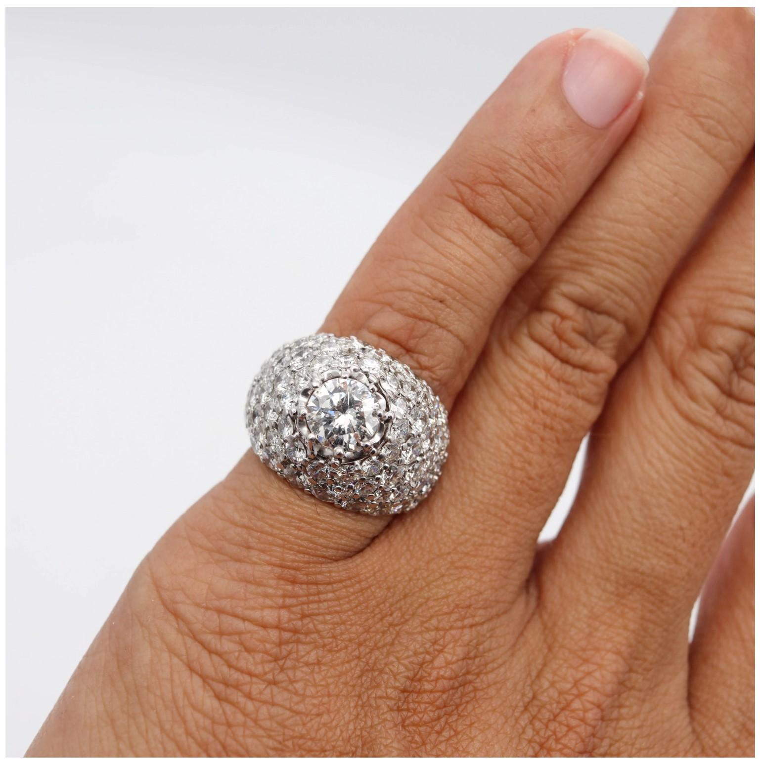 Yanes Exceptional Platinum Cluster Cocktail Ring Gia Certified 10.16 Ctw Diamond For Sale 6