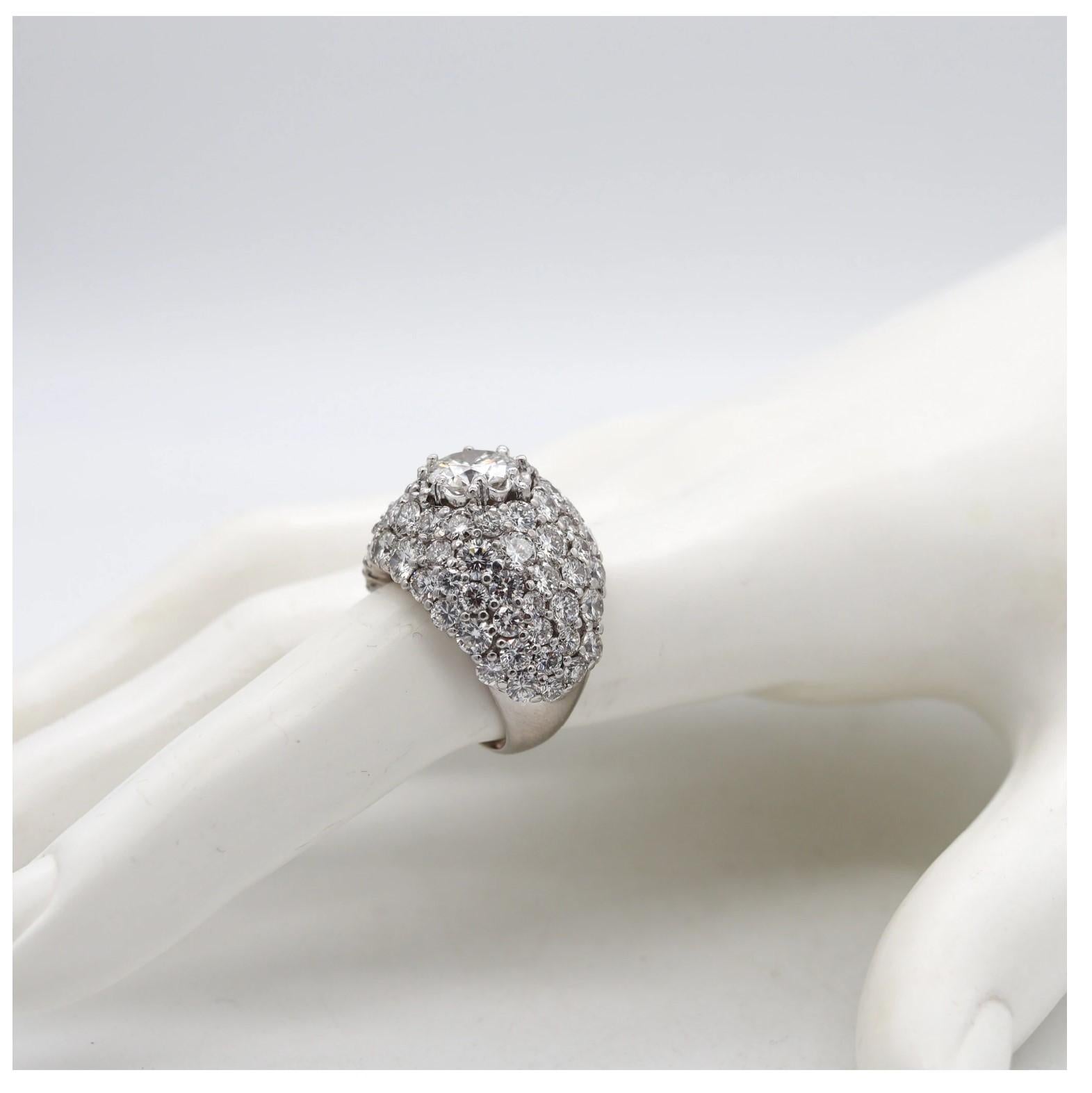 Yanes Exceptional Platinum Cluster Cocktail Ring Gia Certified 10.16 Ctw Diamond For Sale 1