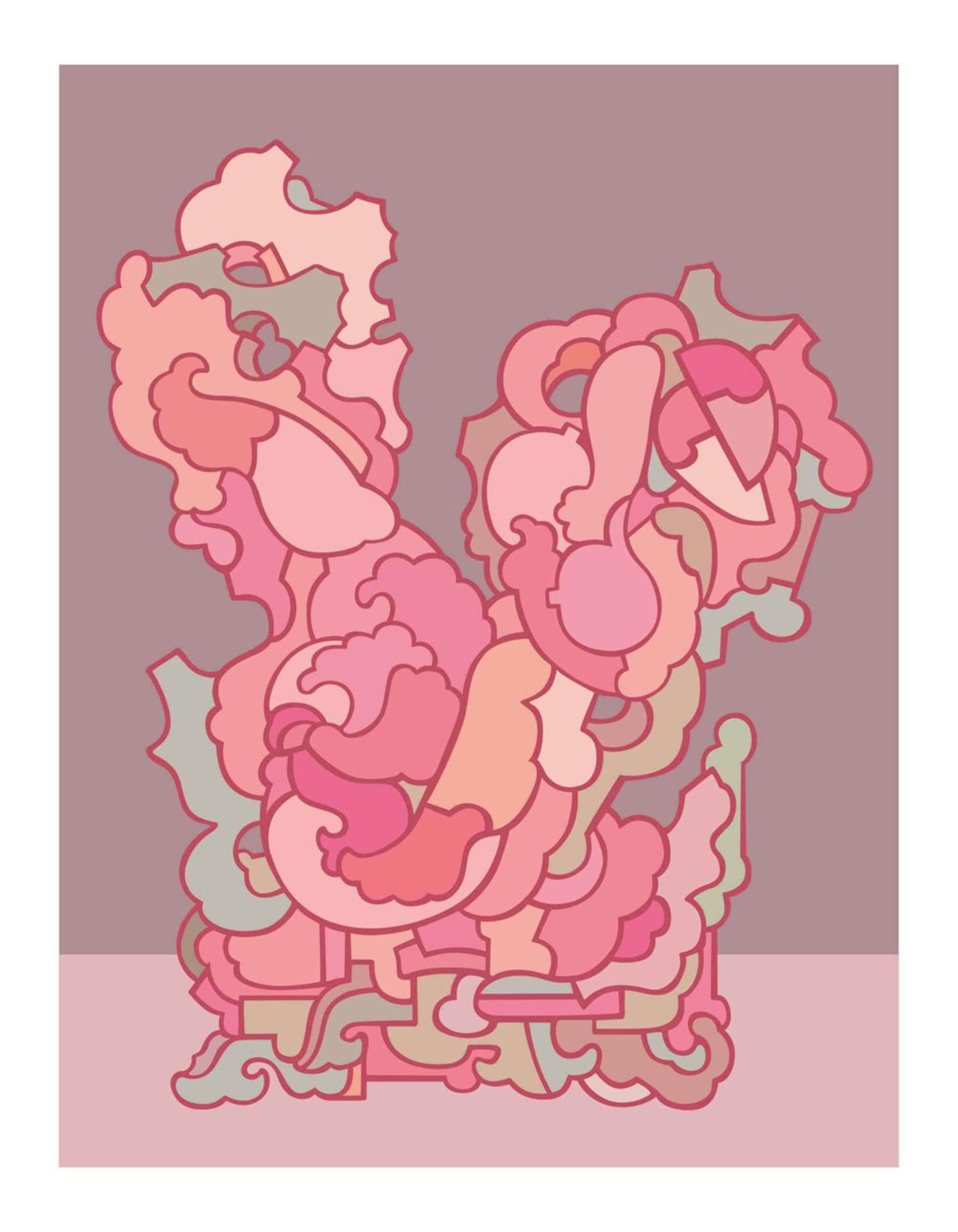 Pop Style- Limitierte Auflage Abstrakte Drucke - Frühling Rosy Clouds #12 – Print von Yang Dongying