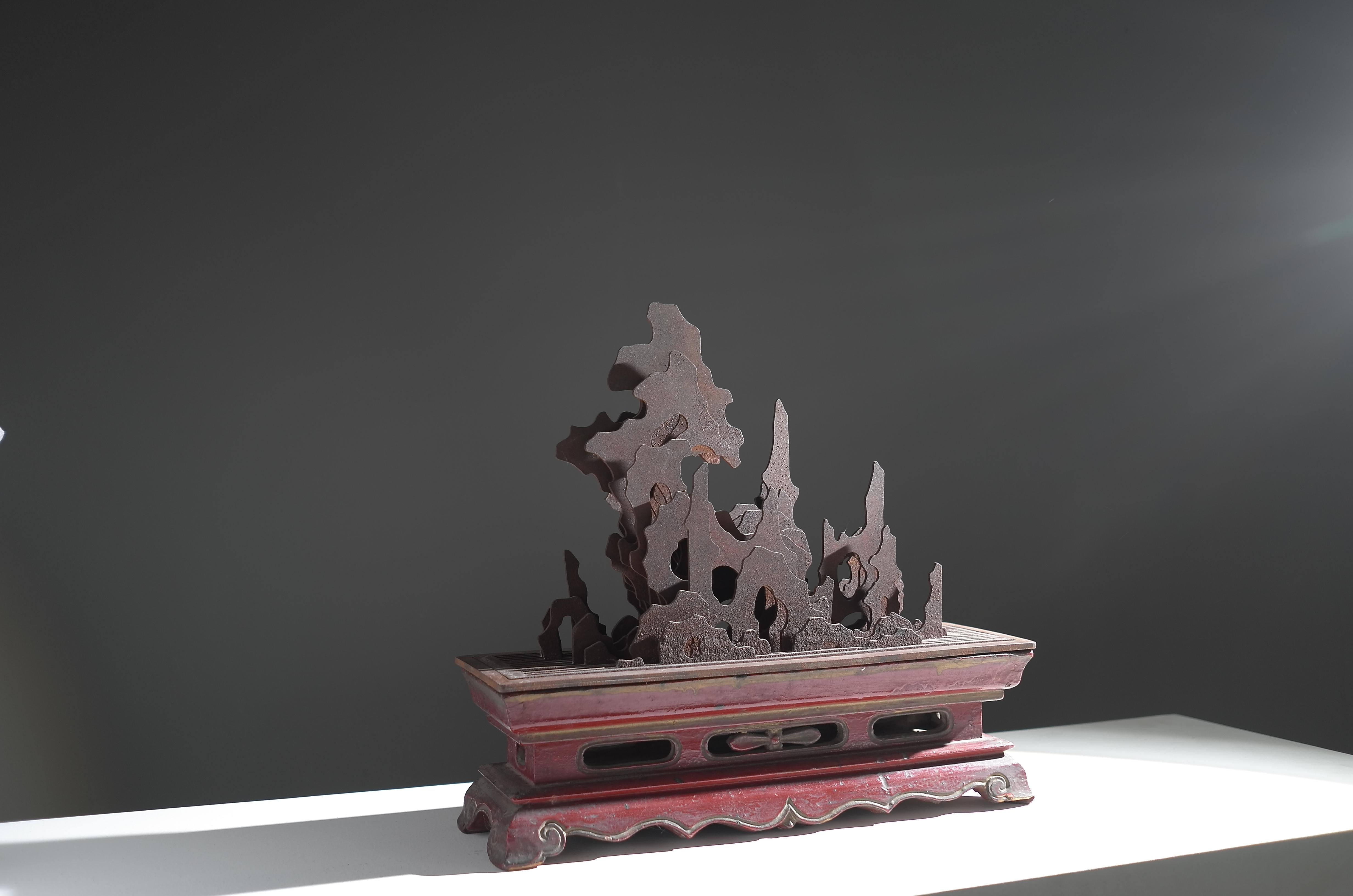 Modern Impressive Super-Flat Sculpture- Dynasty Qing Lacquer Wood- Untitled I - Brown Abstract Sculpture by Yang Dongying