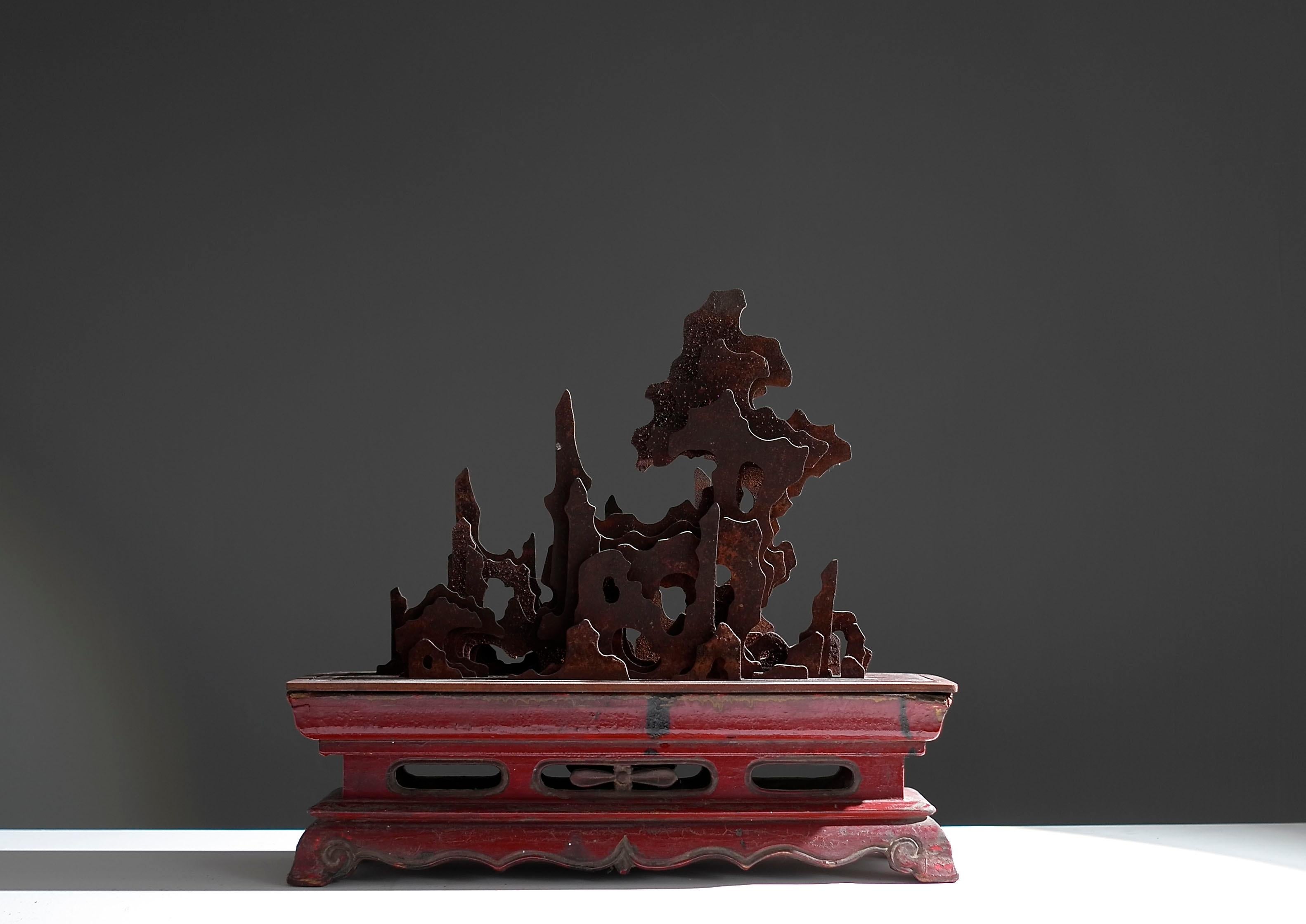 Yang Dongying Abstract Sculpture - Modern Impressive Super-Flat Sculpture- Dynasty Qing Lacquer Wood- Untitled I