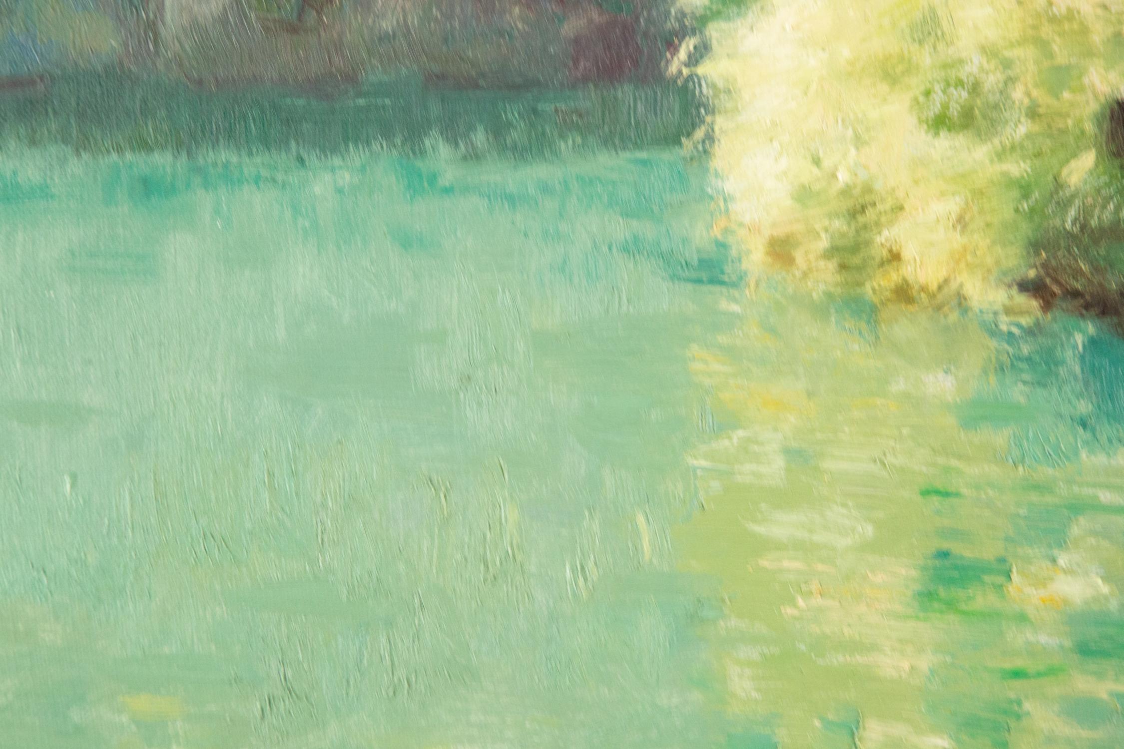 Peinture à l'huile impressionniste originale Yang JinTie « River bordée de arbres » en vente 3